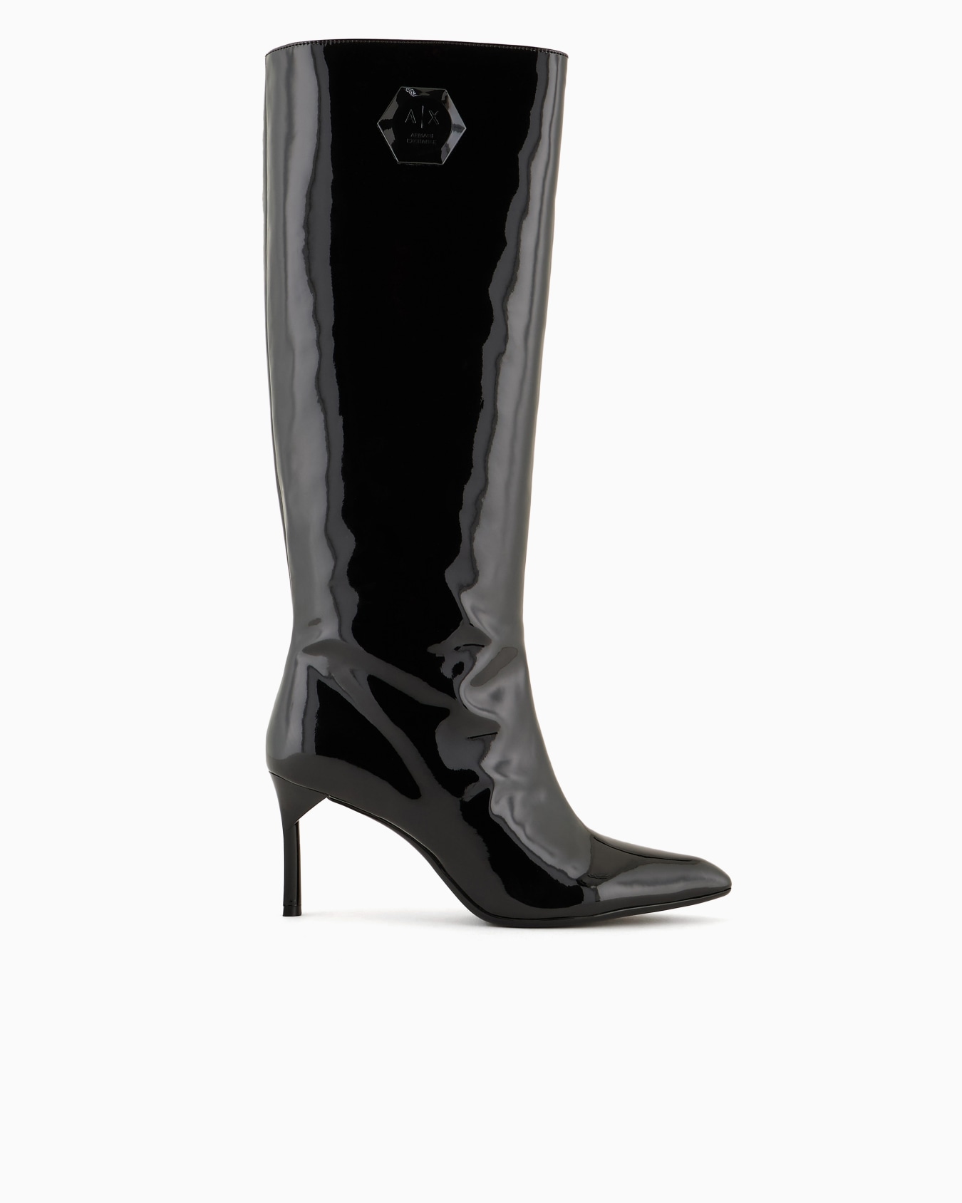 Botas de charol brillante con tacón. Diapositiva 0