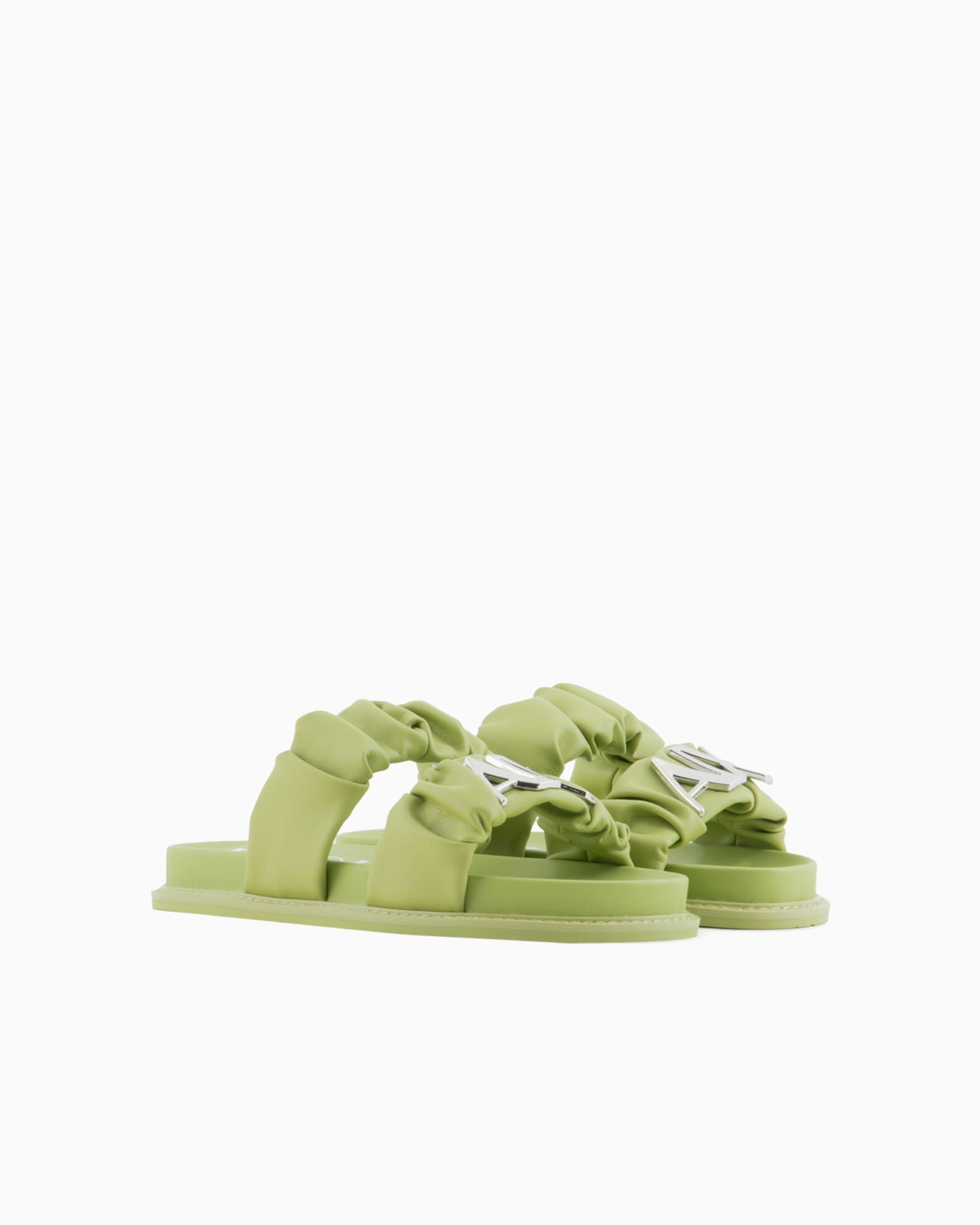Flat sandals in eco-nappa with elastic bands Diapositiva 1