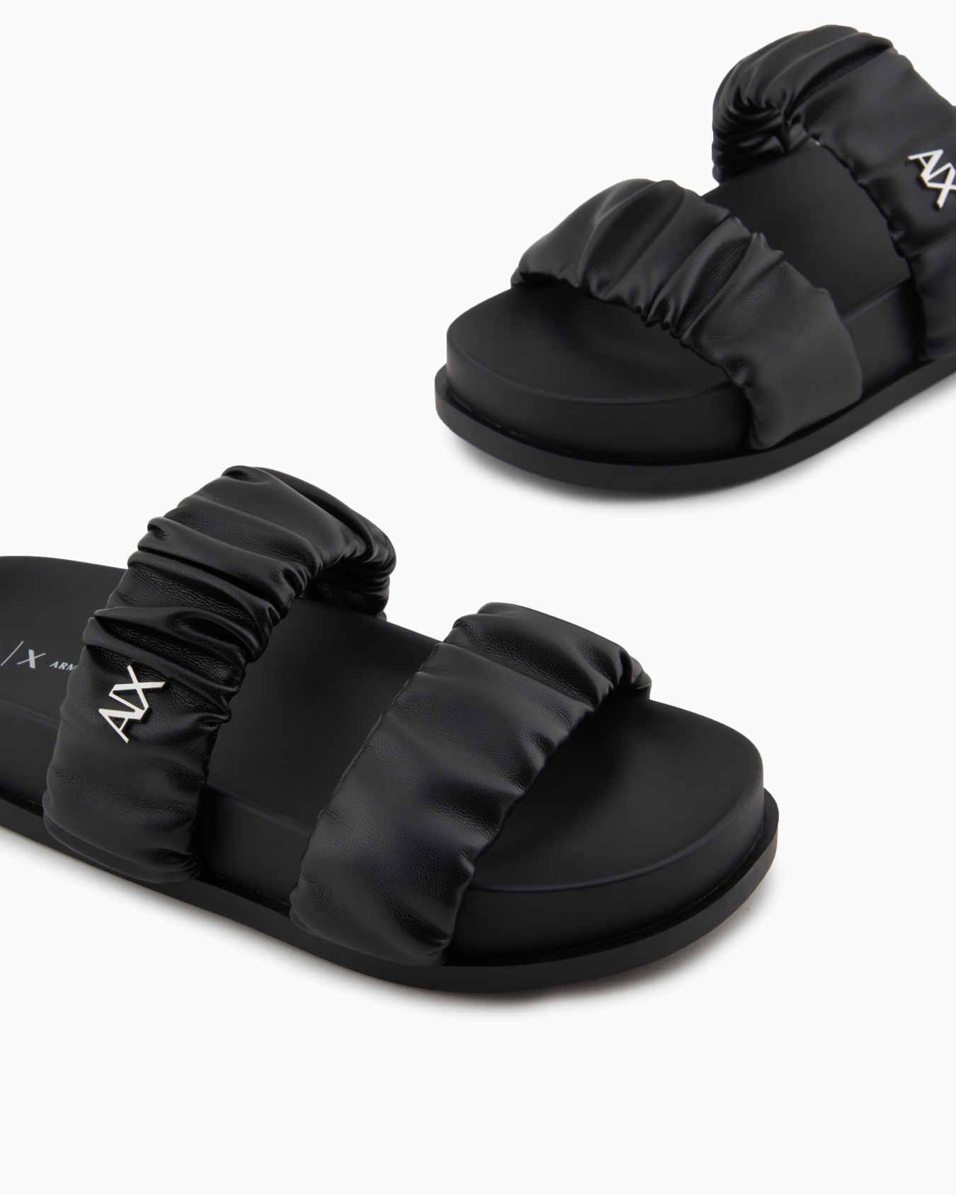 Sandals with two bands in gathered fabric Slide 4