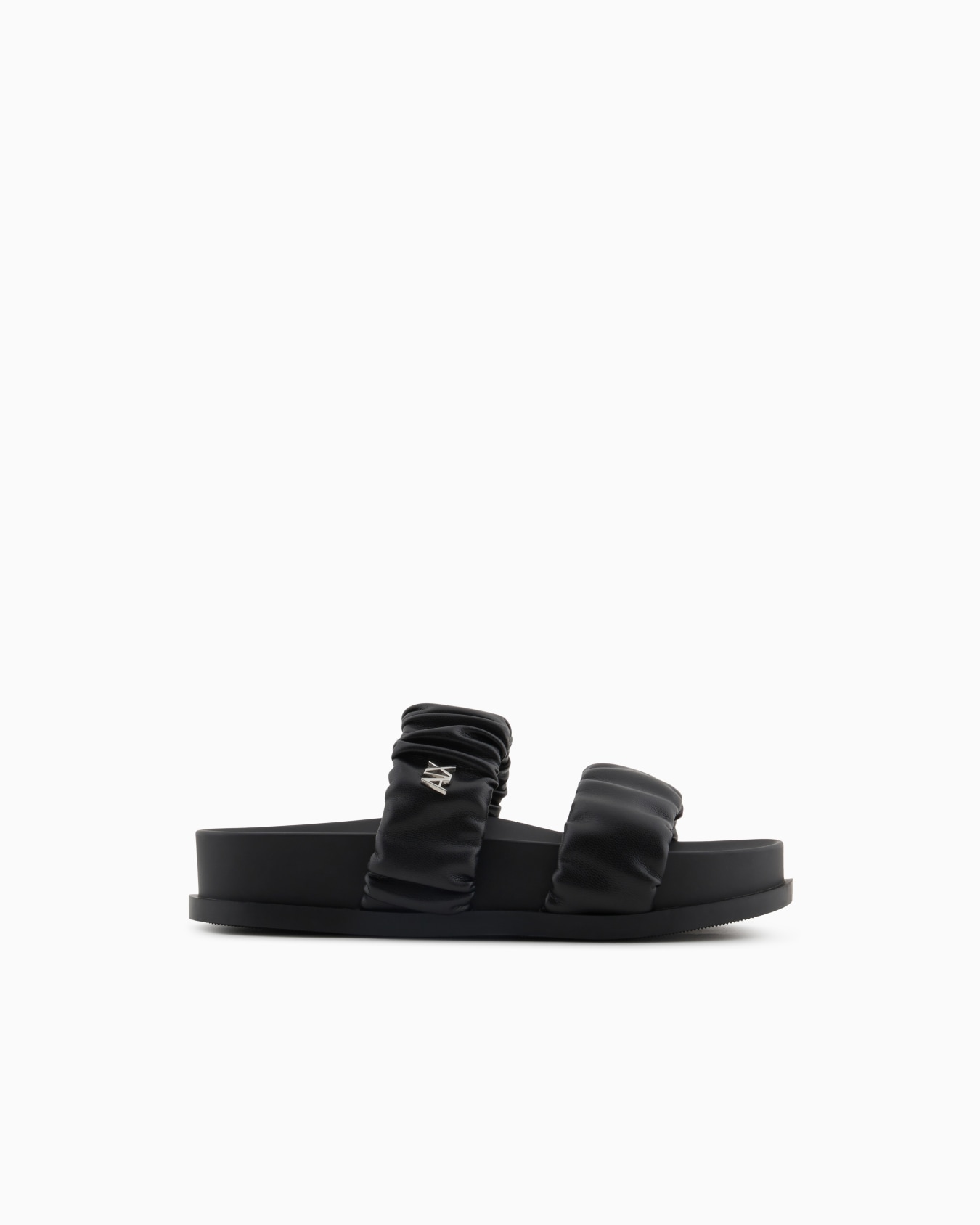 Sandals with two bands in gathered fabric Slide 0