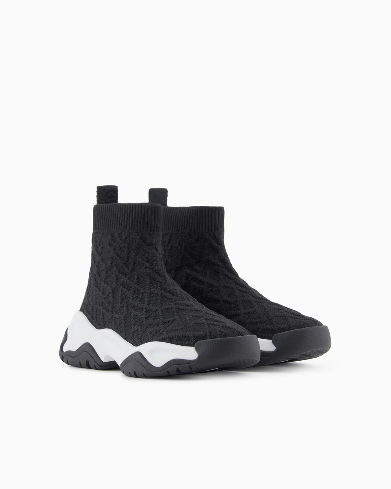 Socks sneakers in stretch fabric with allover logo Slide 1