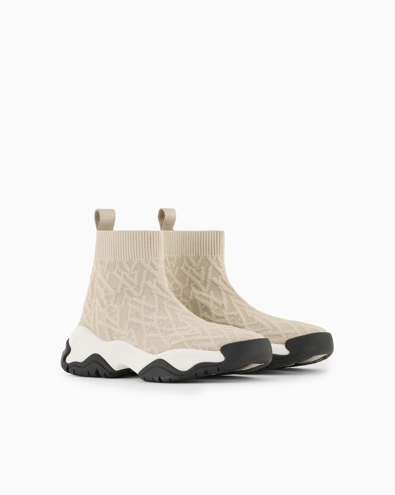 Socks sneakers in stretch fabric with allover logo Slide 1