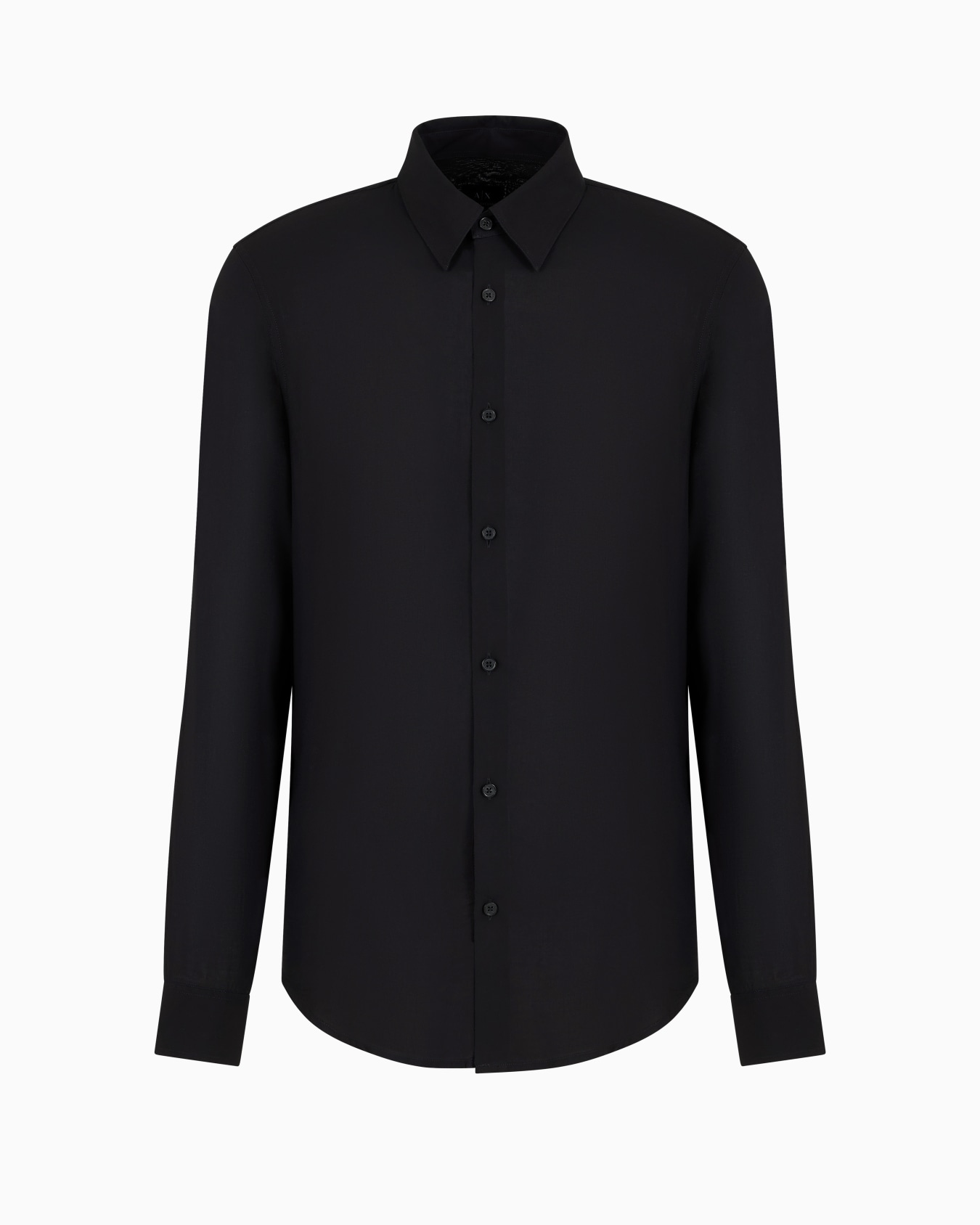 Camisa regular fit de satén de algodón elástico Diapositiva 0