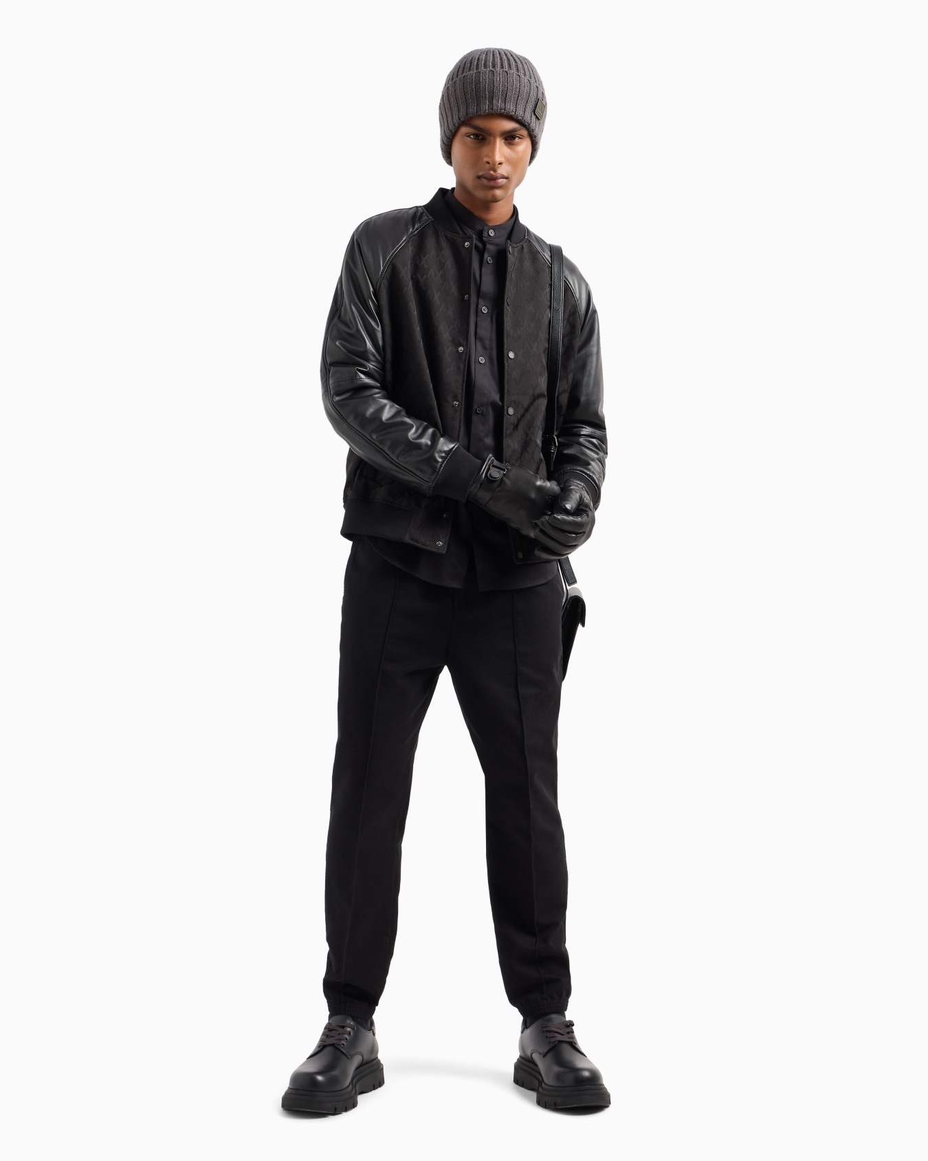 Camicia regular fit in cotone stretch con collo alla coreana Slide 3