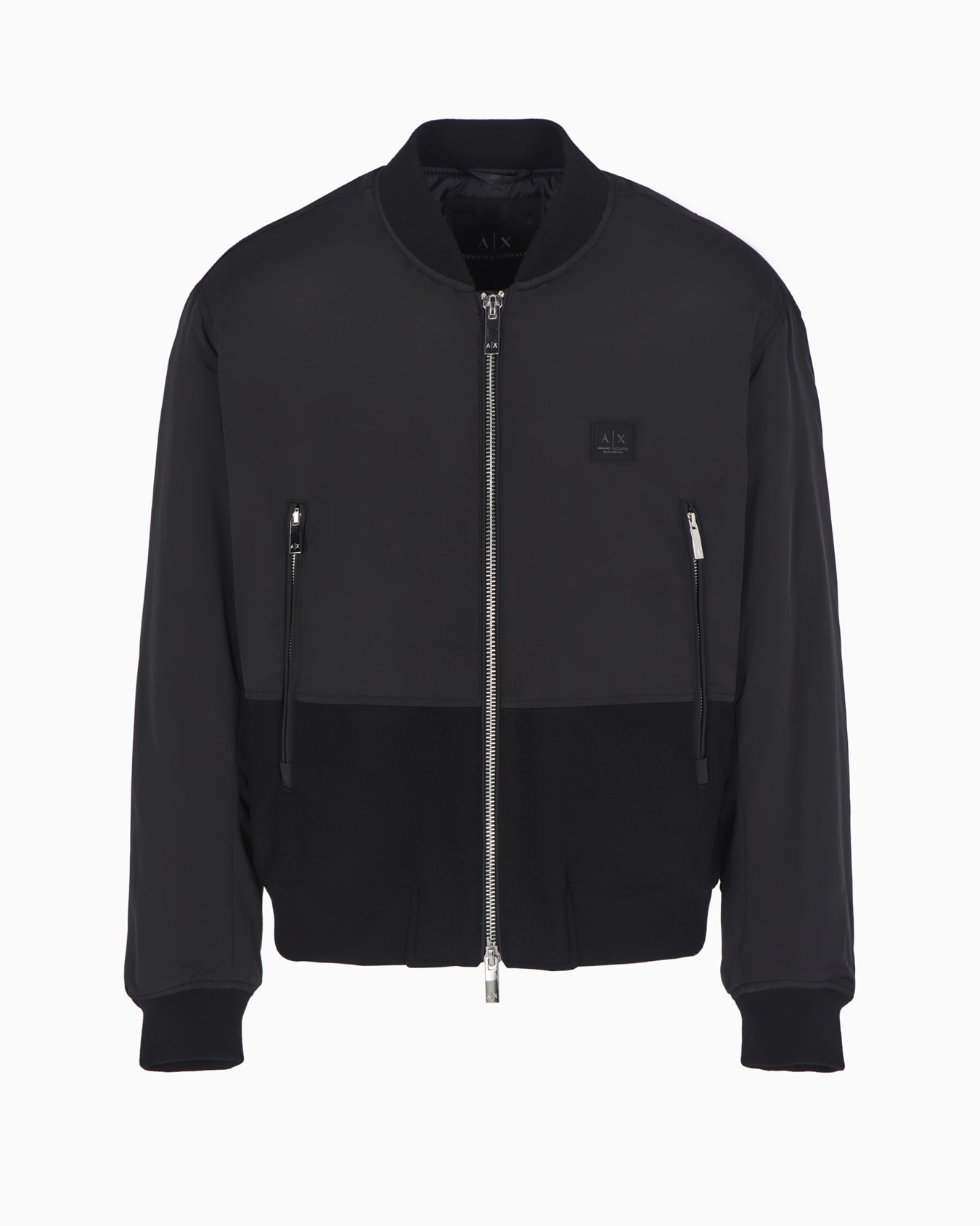 Bomber jacket in opaque fabric with velvet insert Slide 0