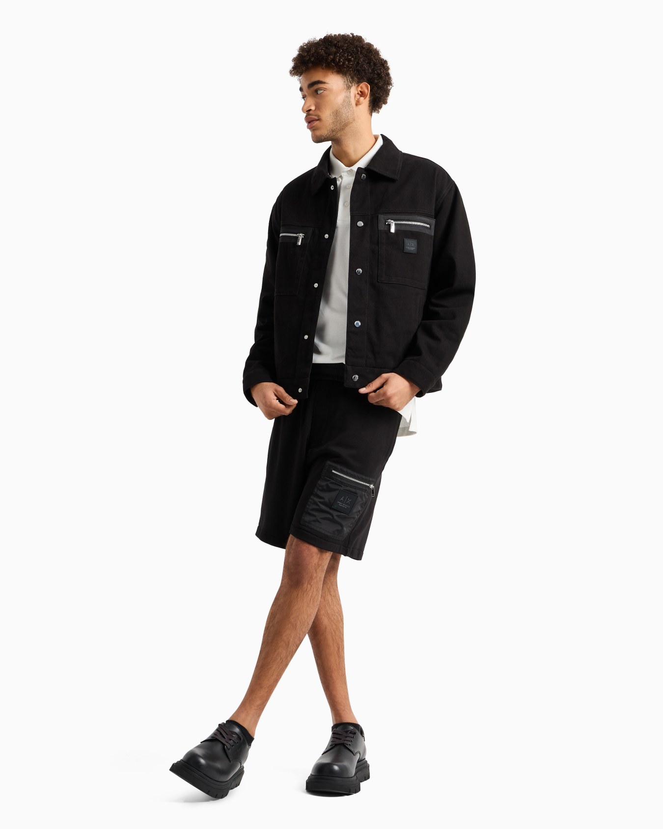 Boxy fit cotton jacket with pockets Slide 3