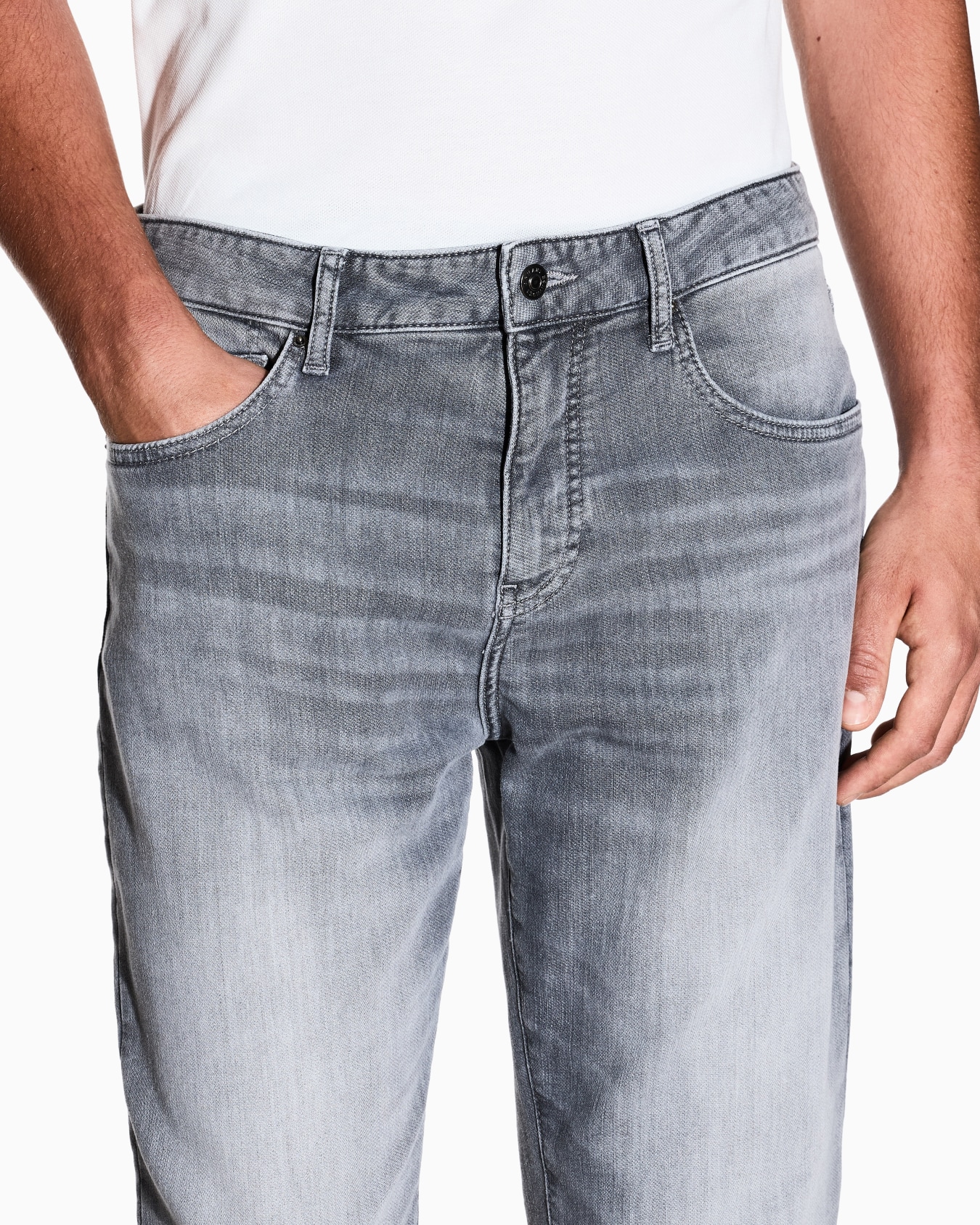 Slim Jeans Comfort Fleece Denim Grigio Delavé Slide 6