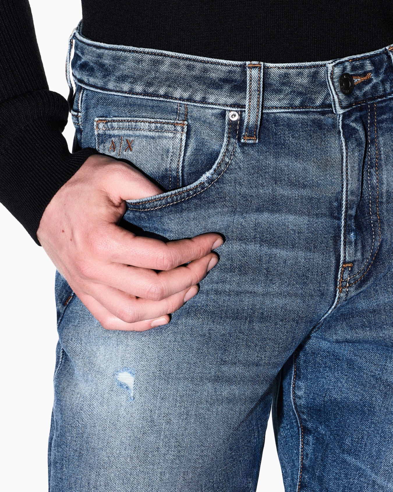 ブルーウォッシュ スリムフィット デニムパンツ スライドする 4