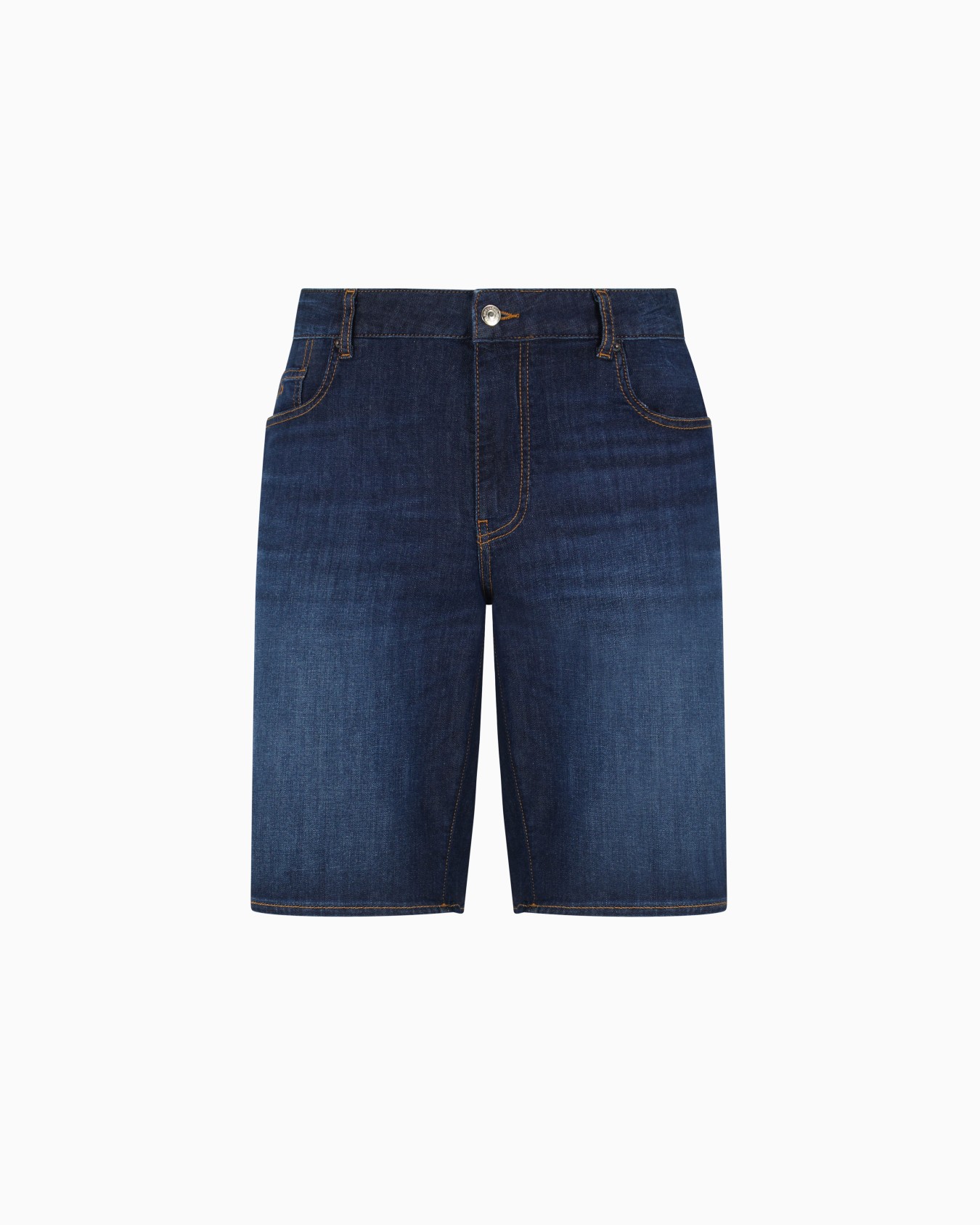 Short en jean de coton avec surpiqûres contrastées Diapositive 0