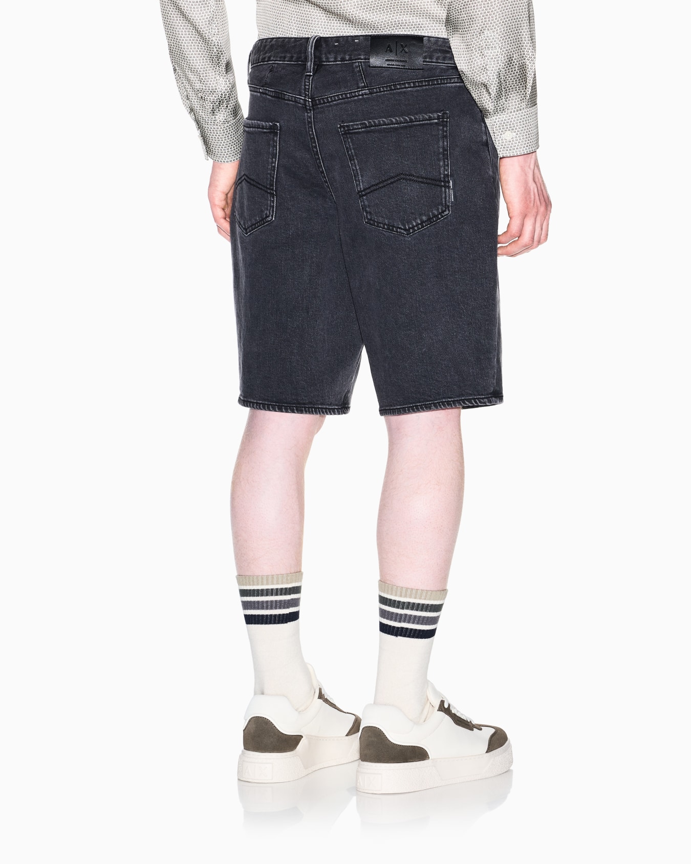 Grey Wash Denim Shorts Stretch Cotton Slide 3