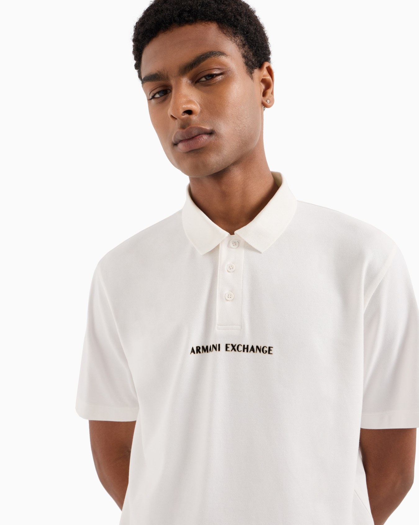 Short-sleeved polo shirt with metallic profile logo Slide 4