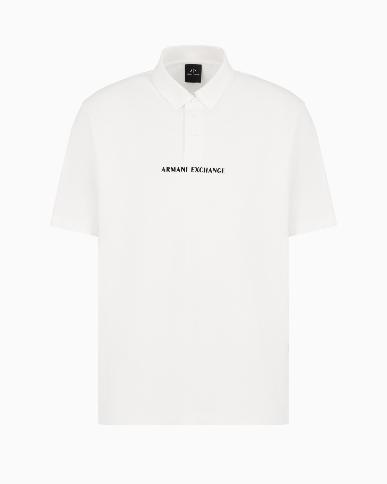 Short-sleeved polo shirt with metallic profile logo Slide 0