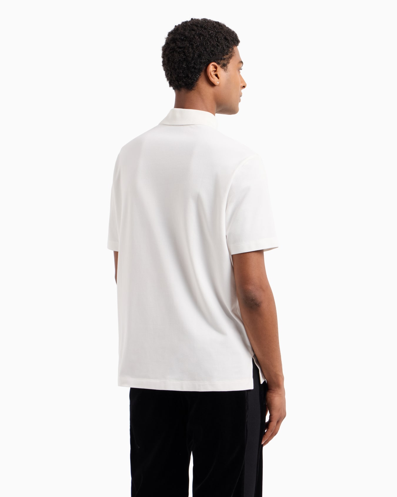 Short-sleeved polo shirt with metallic profile logo Slide 2