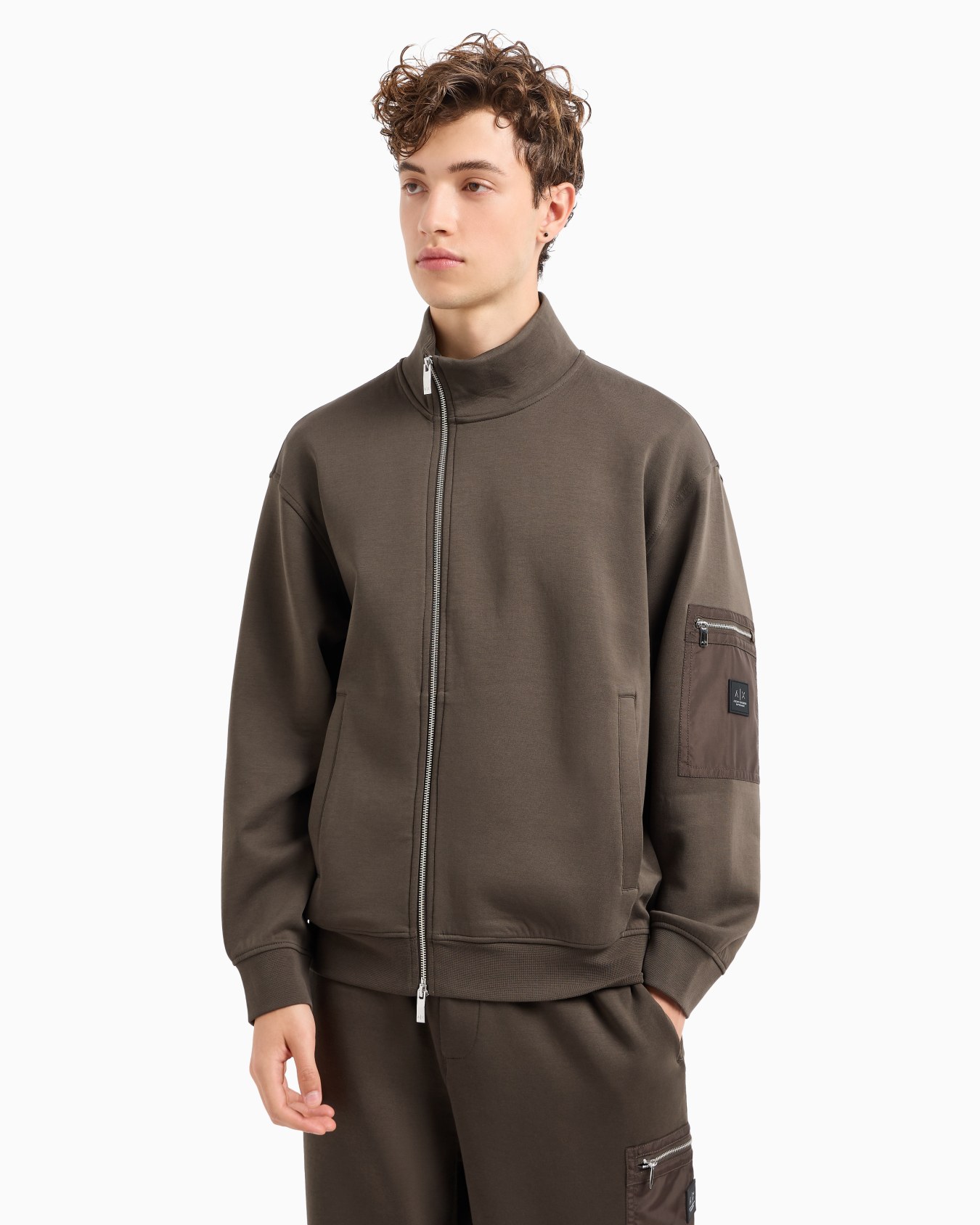 Sweatshirt with side zip pocket on sleeve with zip Slide 1
