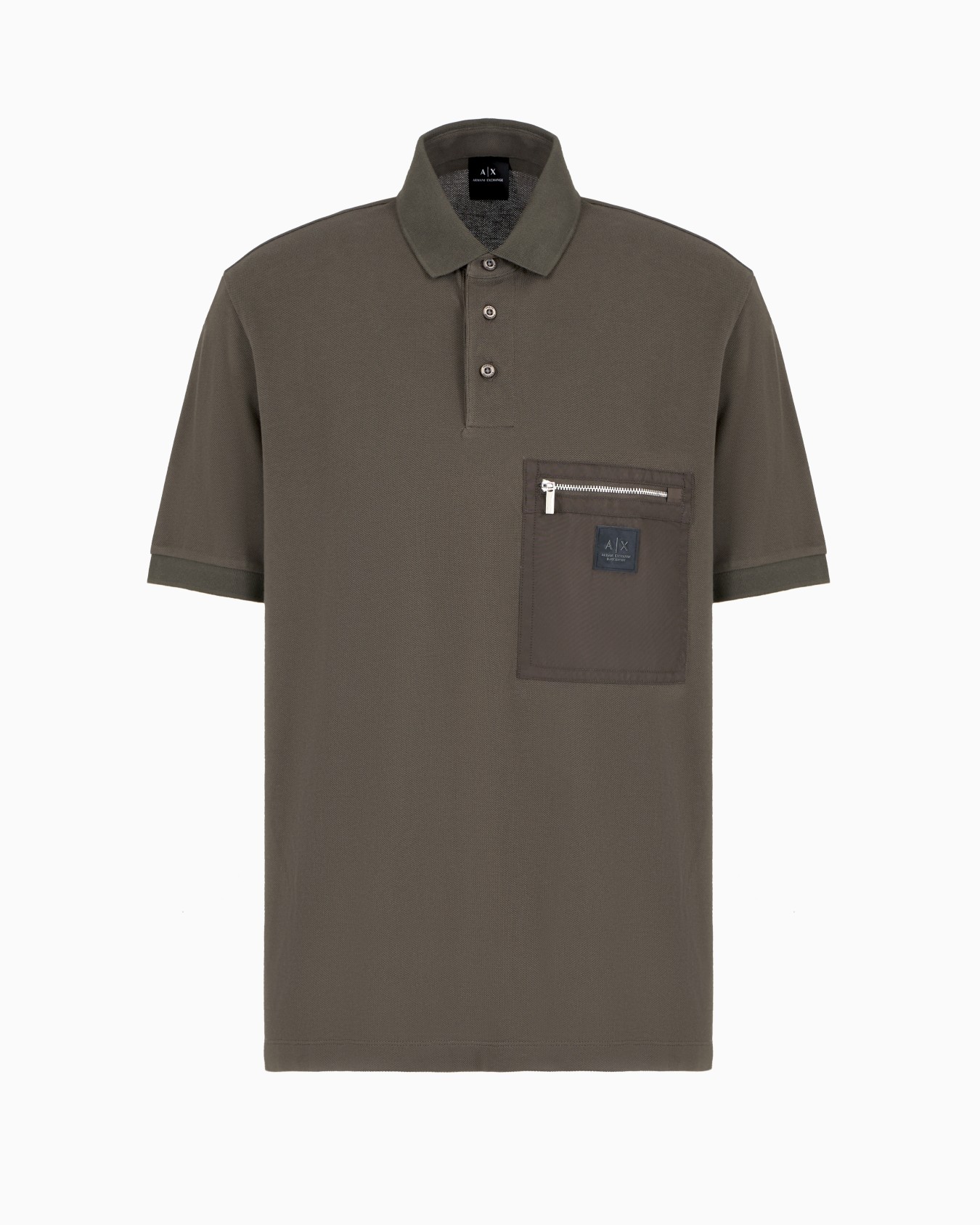 Short-sleeved cotton polo with pocket Slide 0