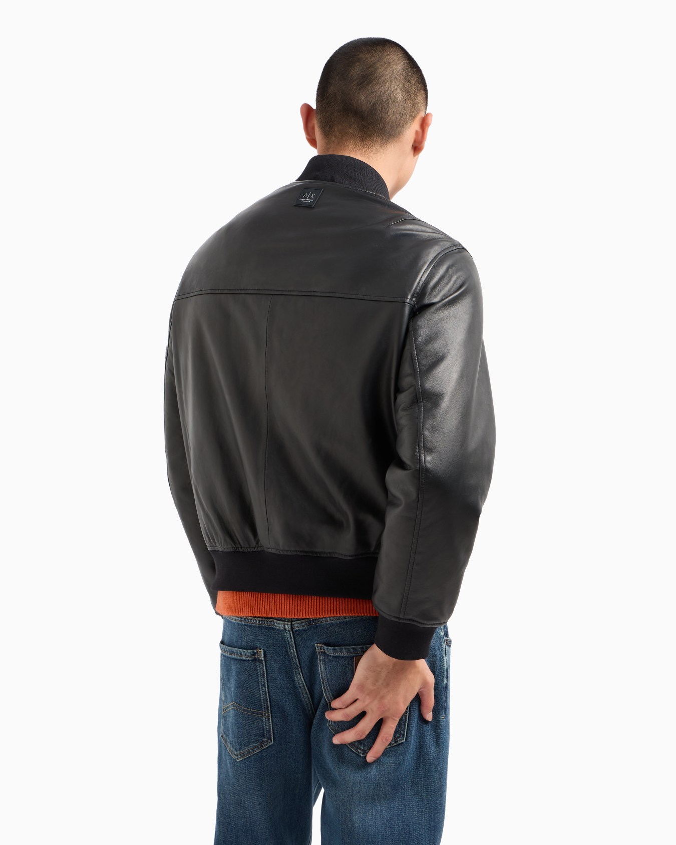 Leather jacket with fabric details Slide 2