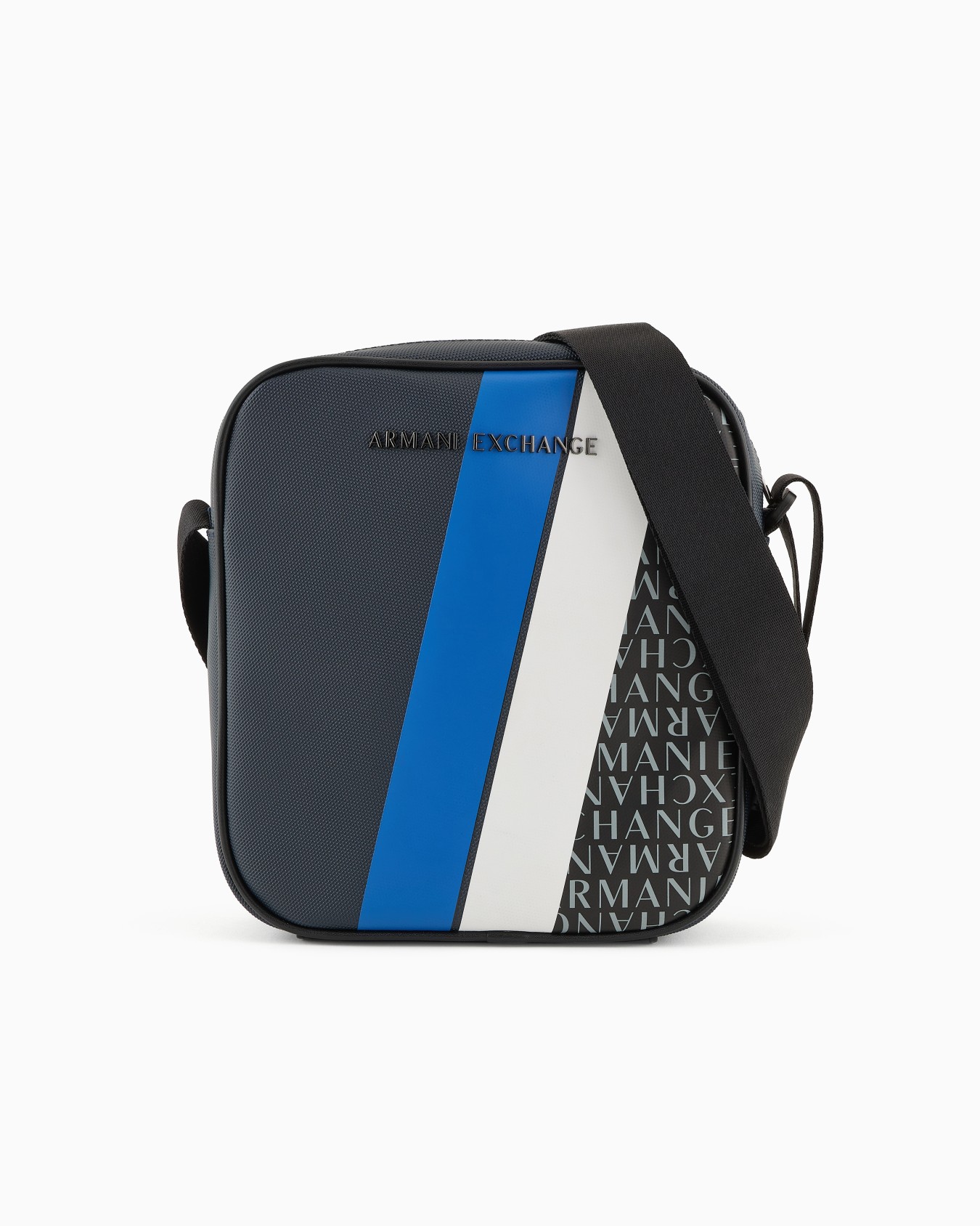 Shoulder bag with colored bands and logo print Slide 0