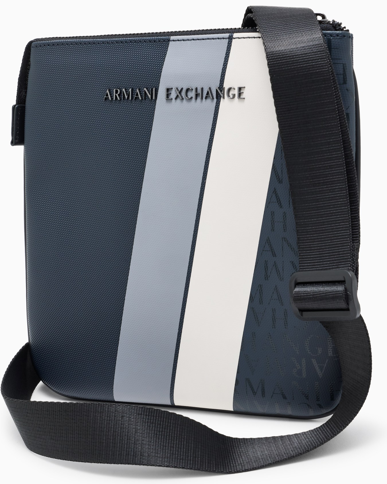 Bolso bandolera plano con monograma y rayas Diapositiva 4