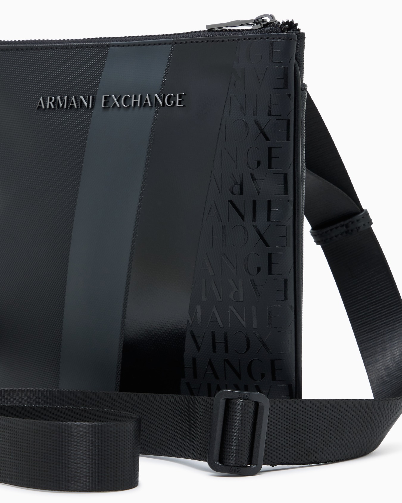 Bolso bandolera plano con monograma y rayas Diapositiva 4