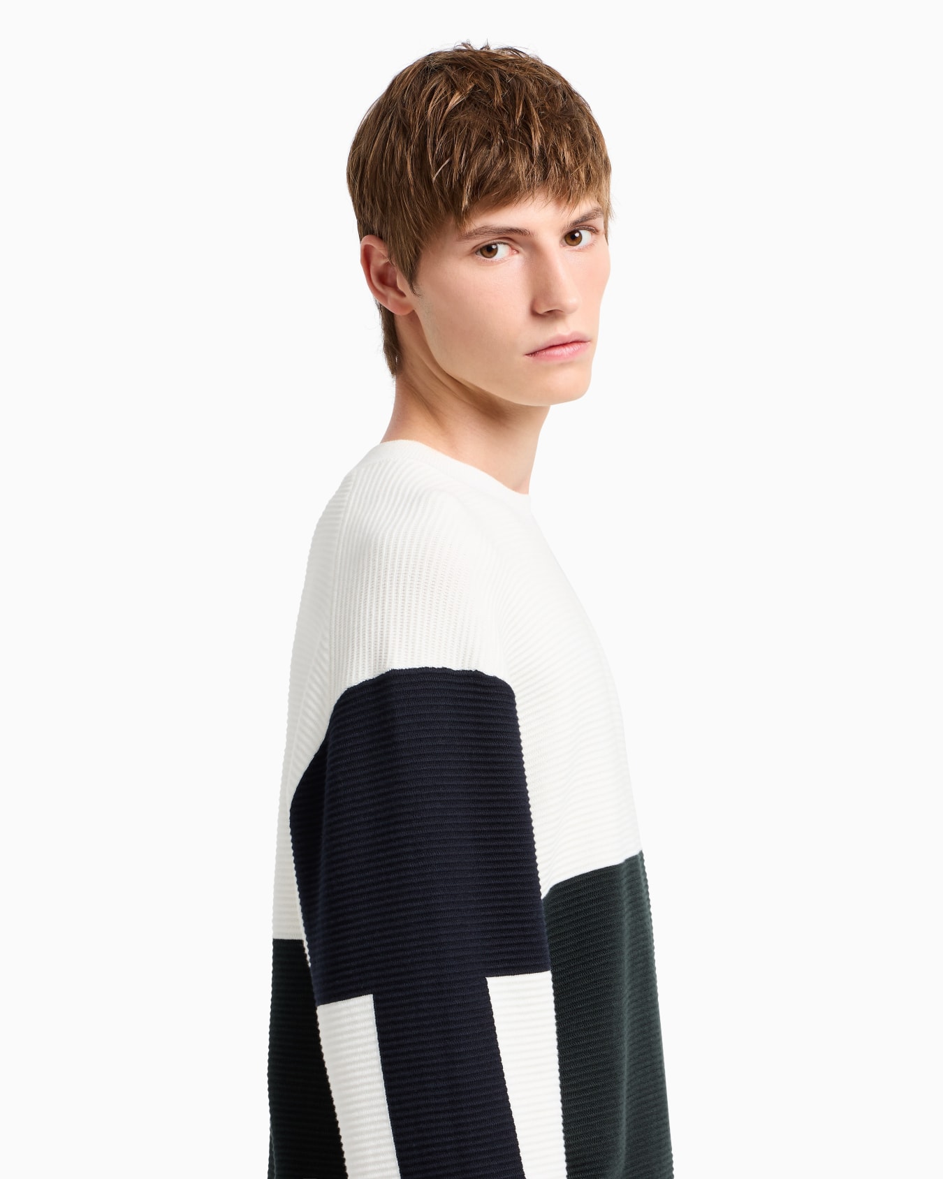 Color block ribbed crew neck sweater Slide 4
