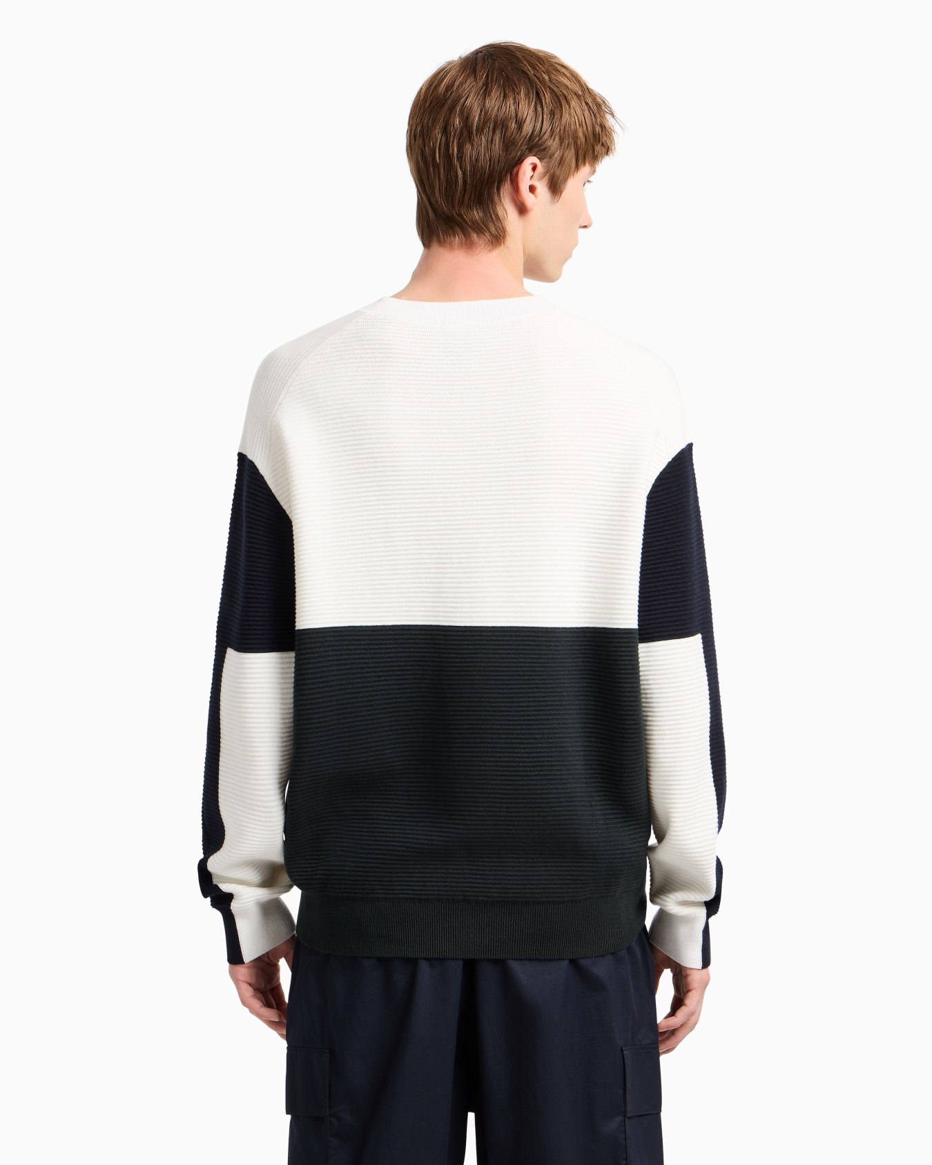 Color block ribbed crew neck sweater Slide 2