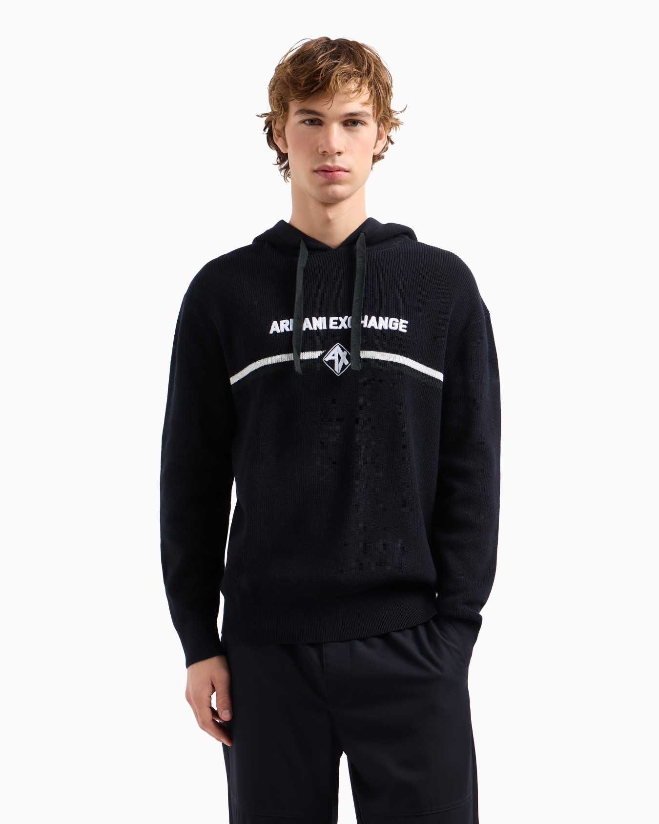 Cotton hoodie with central logo Slide 3