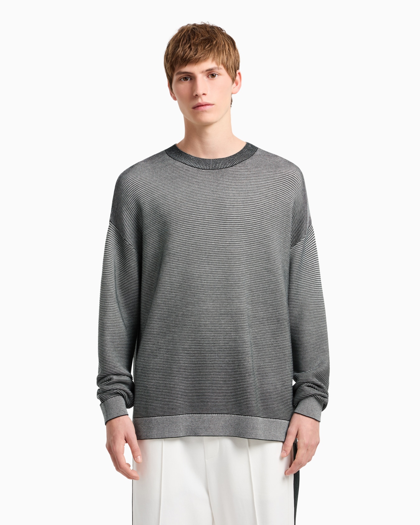 Dégradé effect ribbed cotton sweater Slide 3