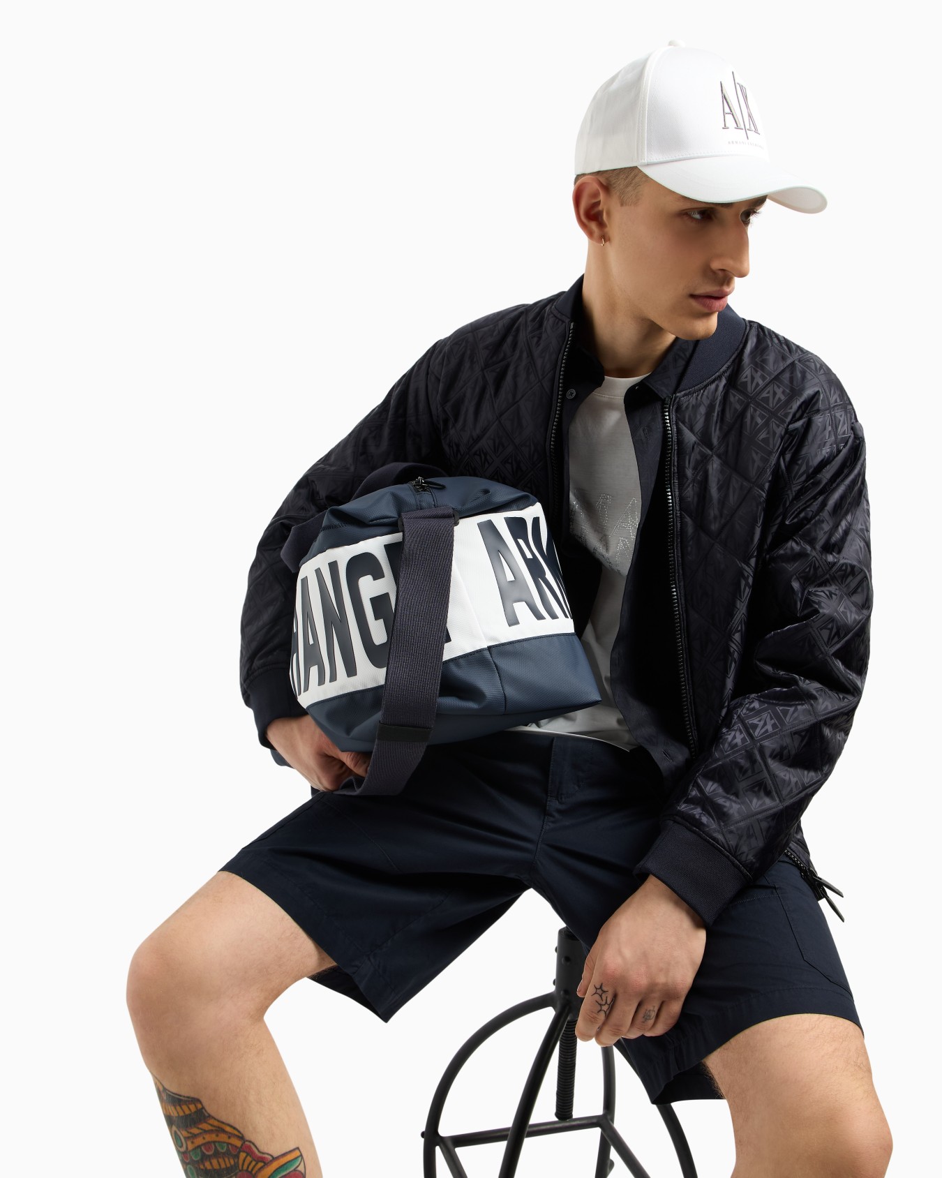 Regular fit cotton shirt with allover logo in tone Slide 5