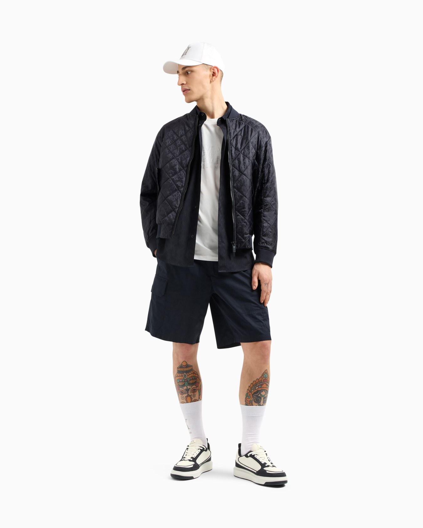 Regular fit cotton shirt with allover logo in tone Slide 1