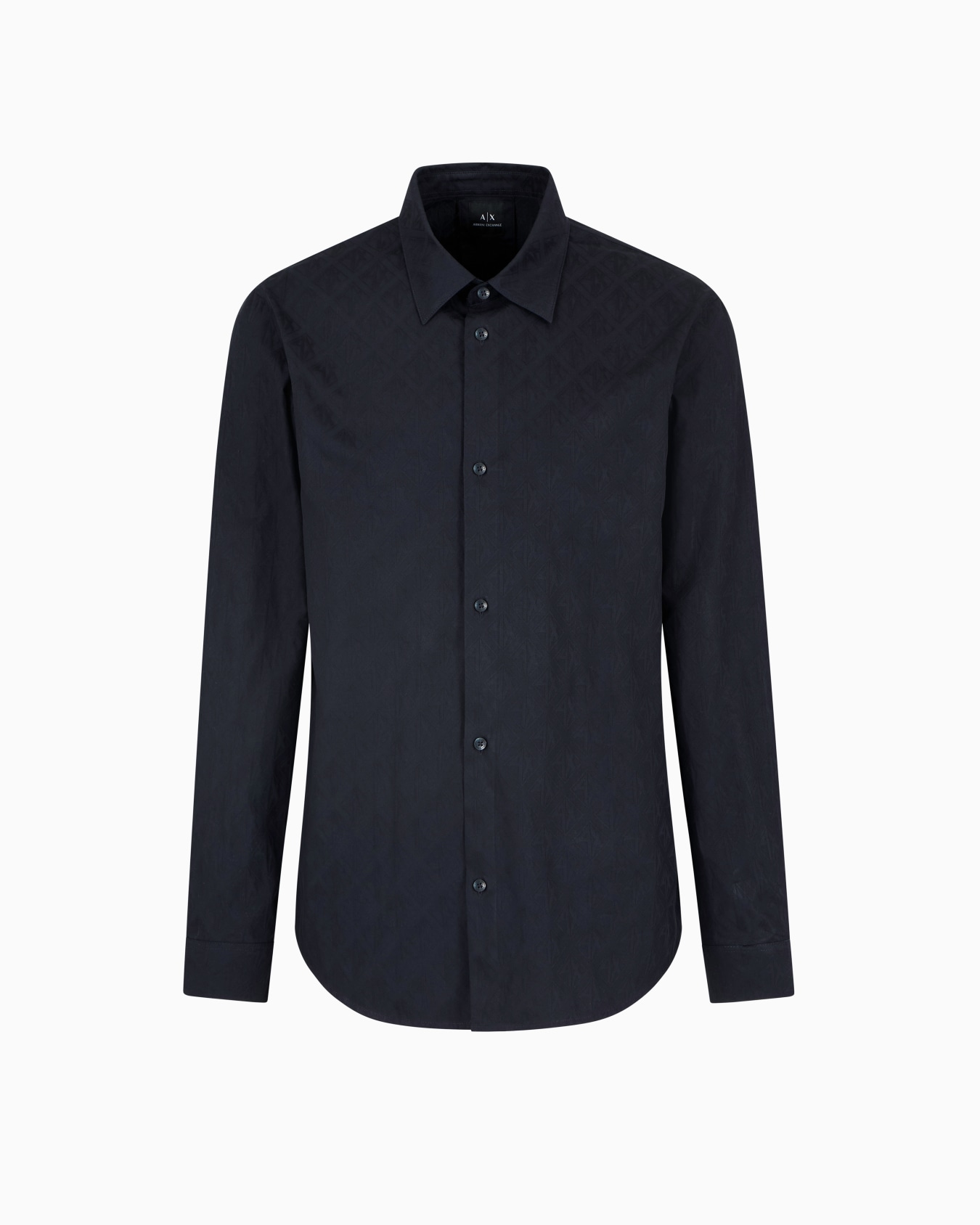 Regular fit cotton shirt with allover logo in tone Slide 0