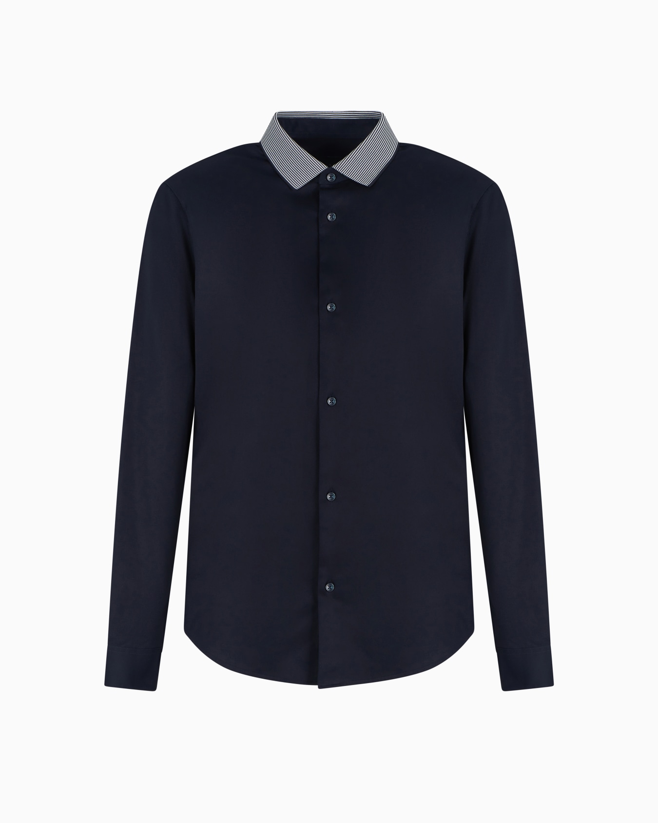 Slim fit stretch cotton shirt with contrasting collar Slide 0