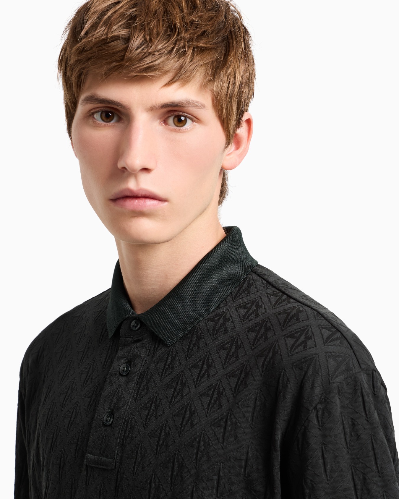 Regular fit polo shirt with tone-on-tone allover logo Slide 4