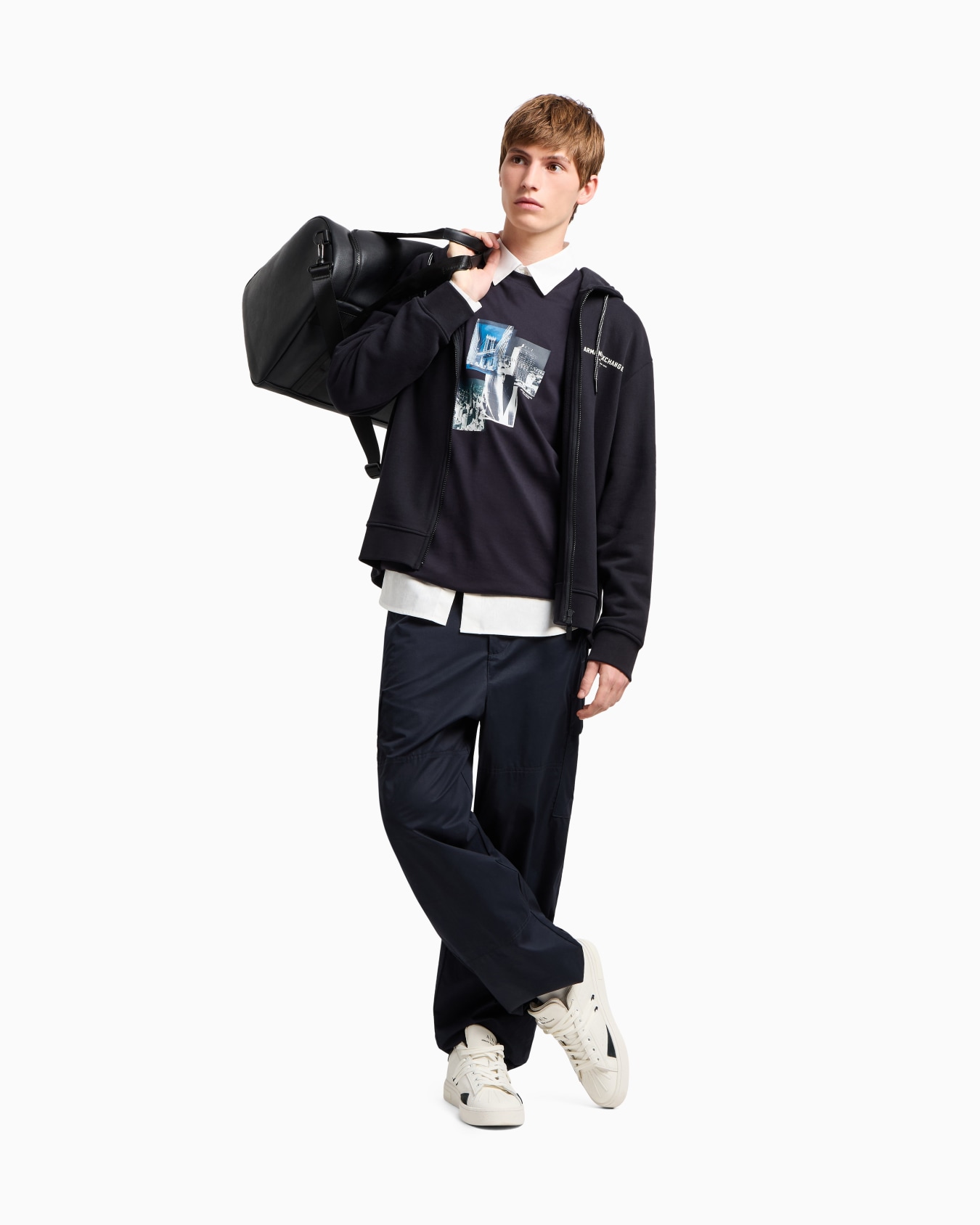 Zip-up hoodie with Milan/New York print on the back Slide 1