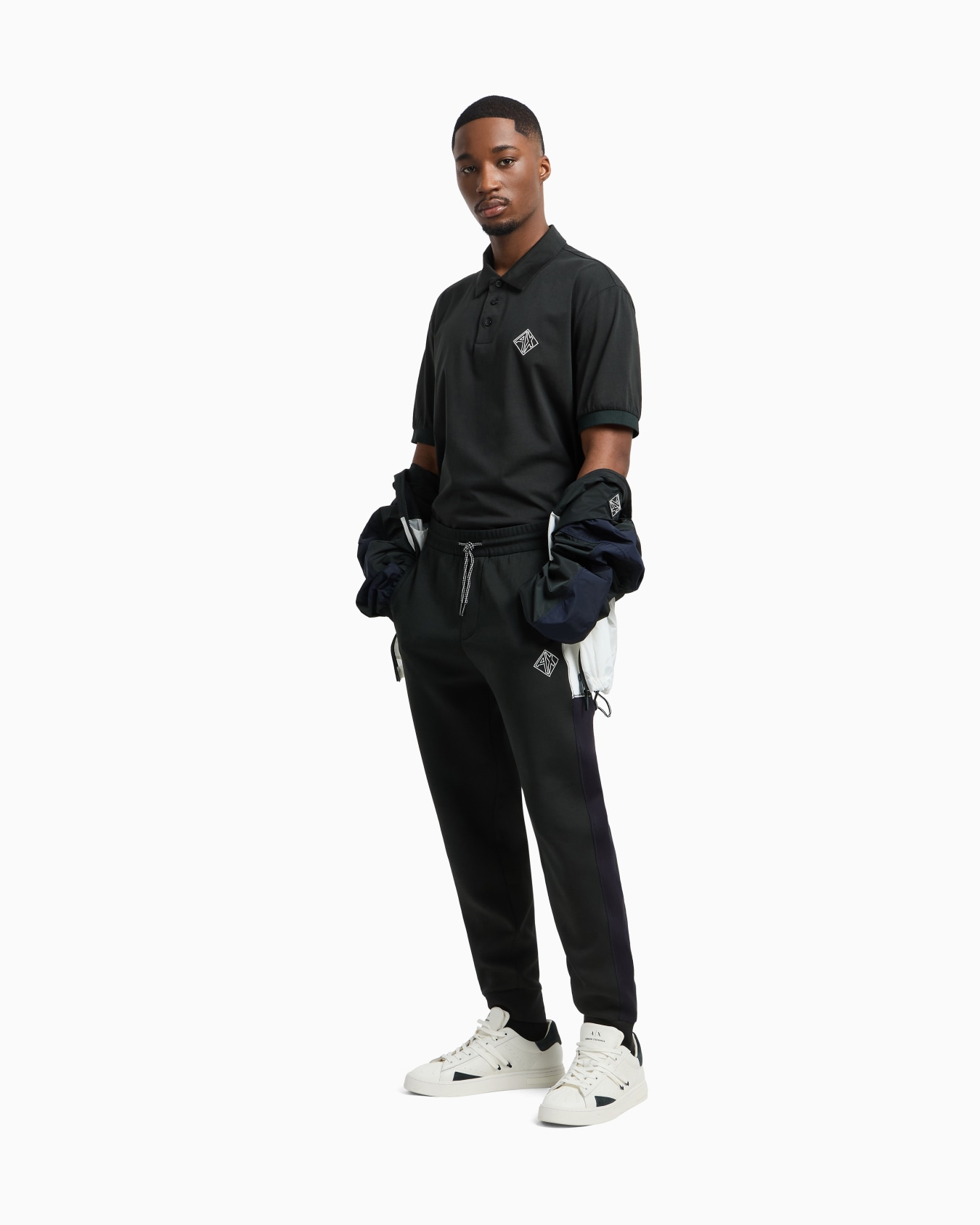 Jogger pants in sweatshirt with contrasting inserts Slide 1