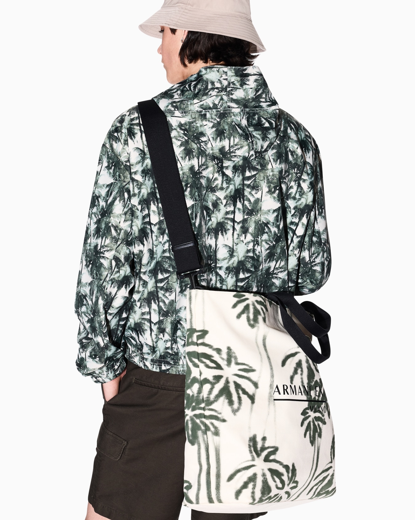 Palm-patterned cotton shopper bag Slide 6