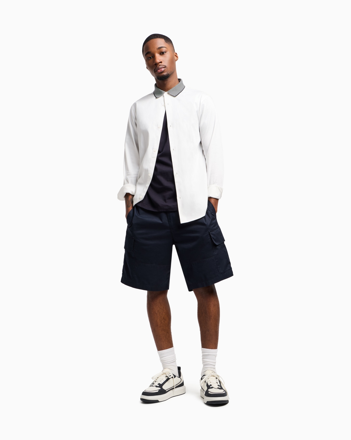 Regular fit T-shirt with striped profile neckline Slide 1