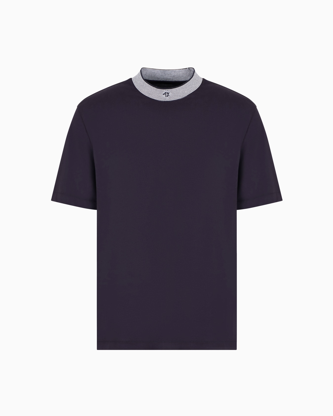 Regular fit T-shirt with striped profile neckline Slide 0