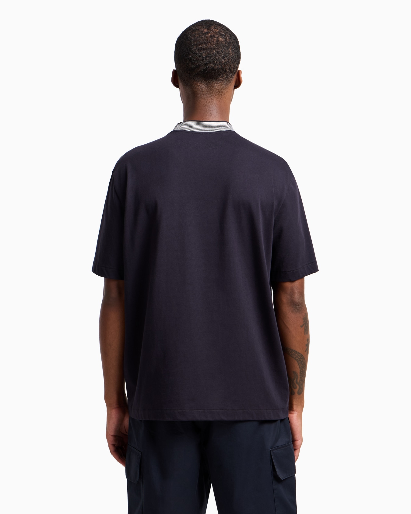 Regular fit T-shirt with striped profile neckline Slide 2