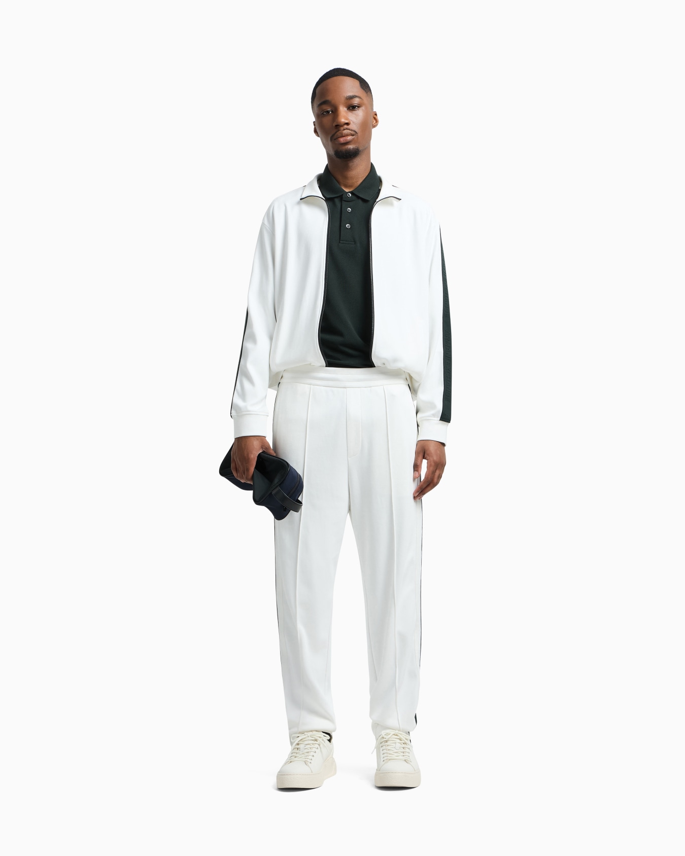 Regular fit trousers with contrasting band Slide 1