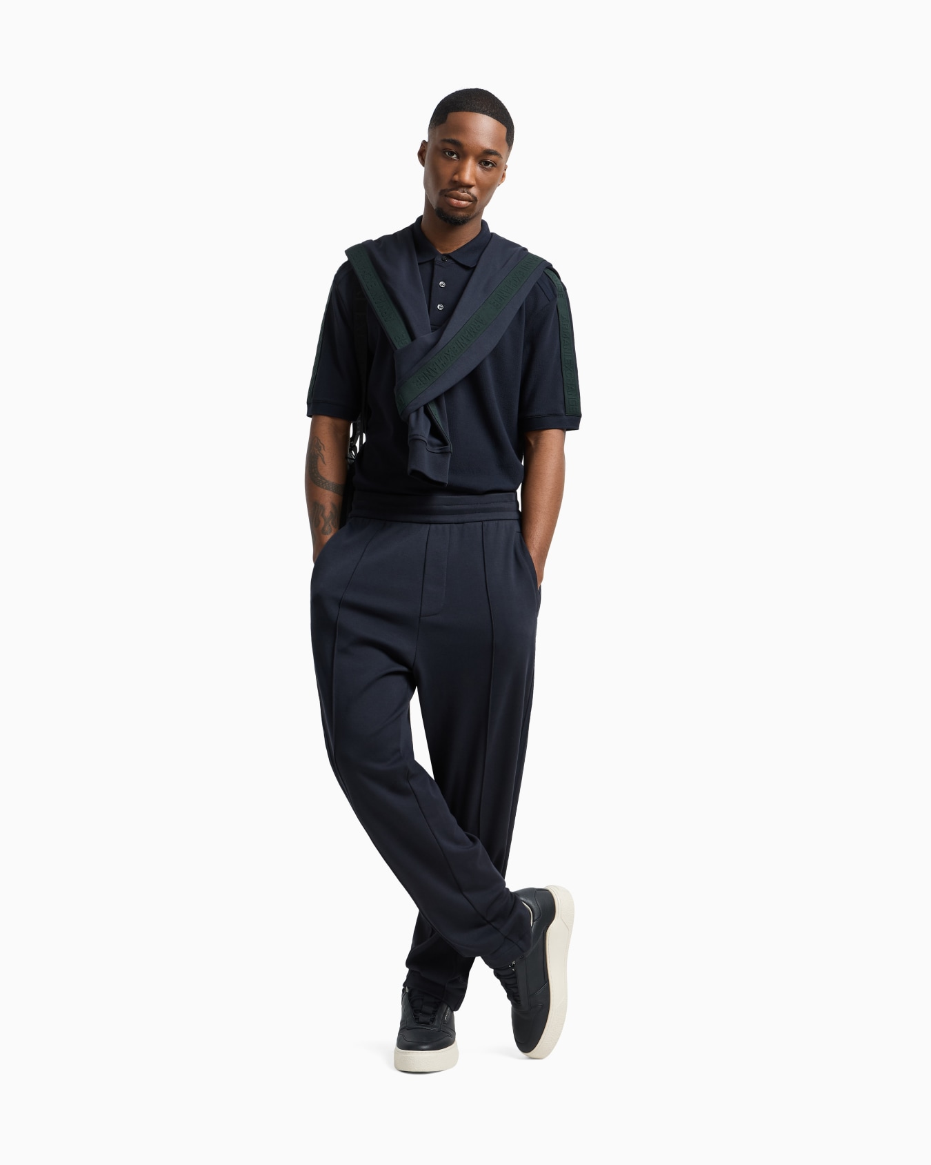 Regular fit trousers with contrasting band Slide 1