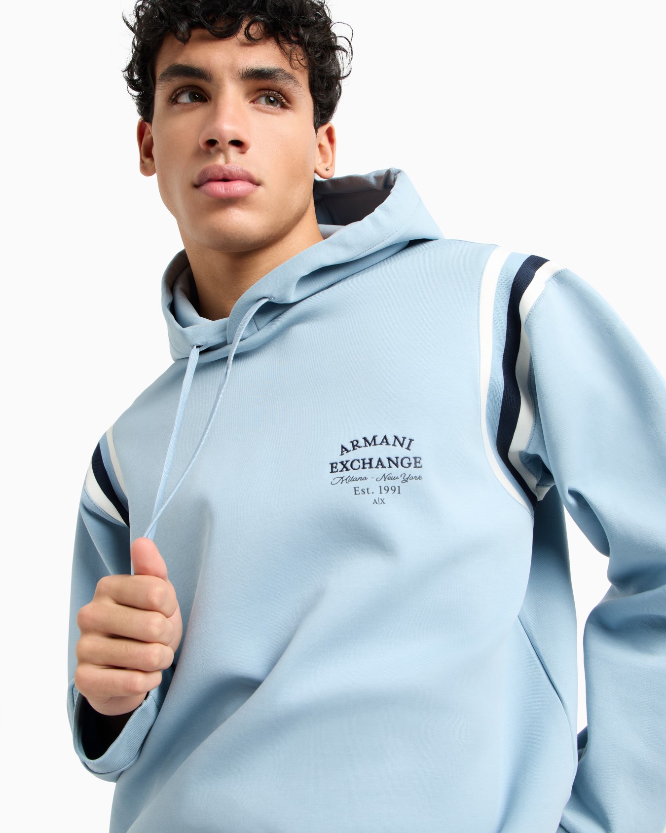 Cotton blend sweatshirt with stripes on the shoulders Slide 4