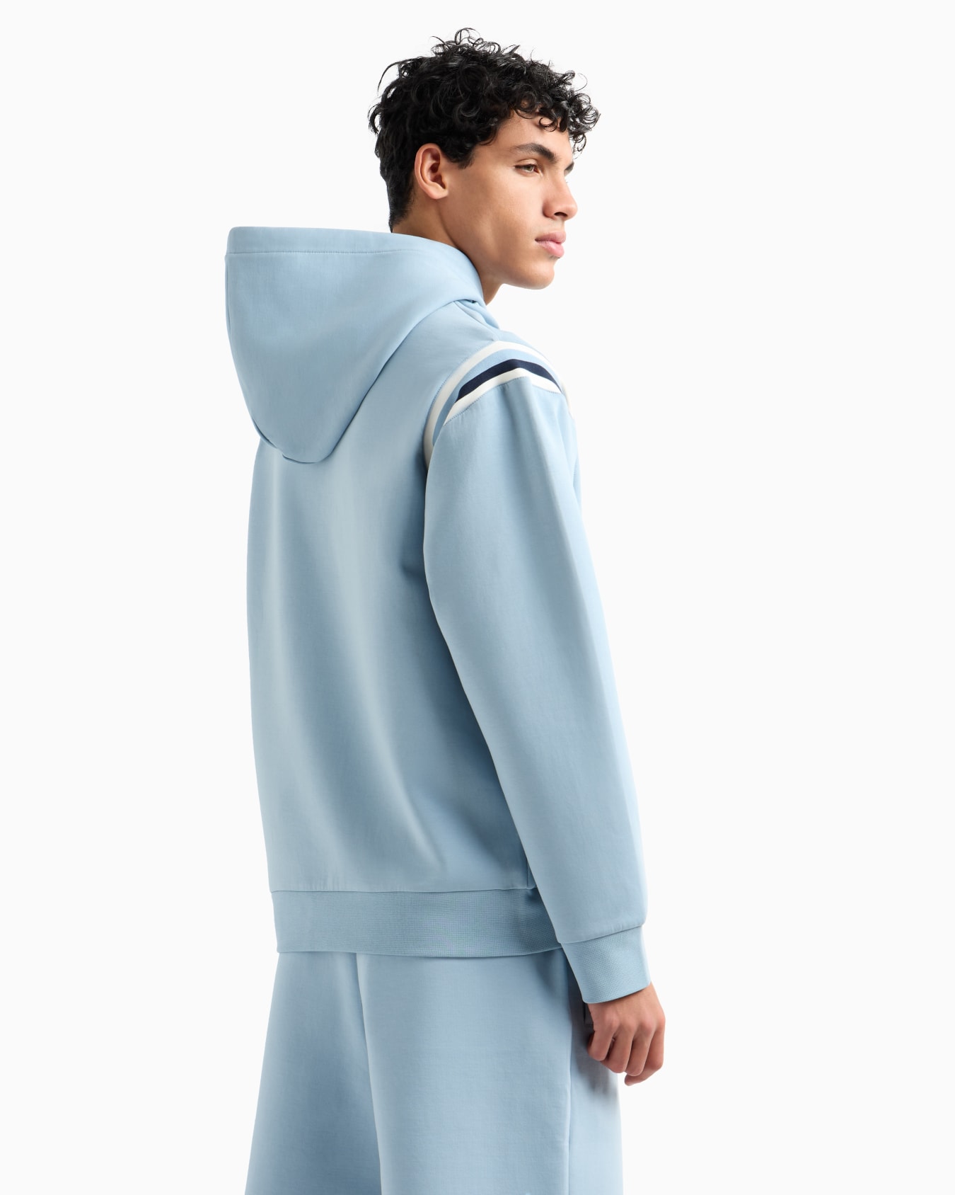 Cotton blend sweatshirt with stripes on the shoulders Slide 2