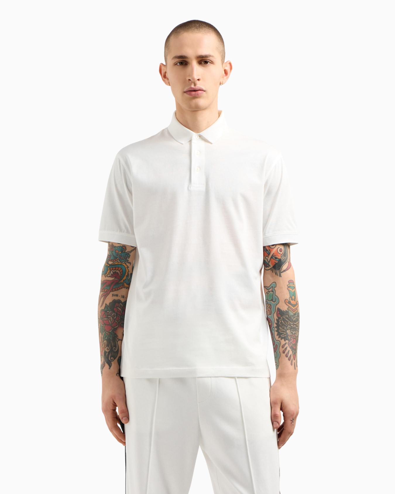 Regular fit polo shirt in mercerised cotton Slide 3