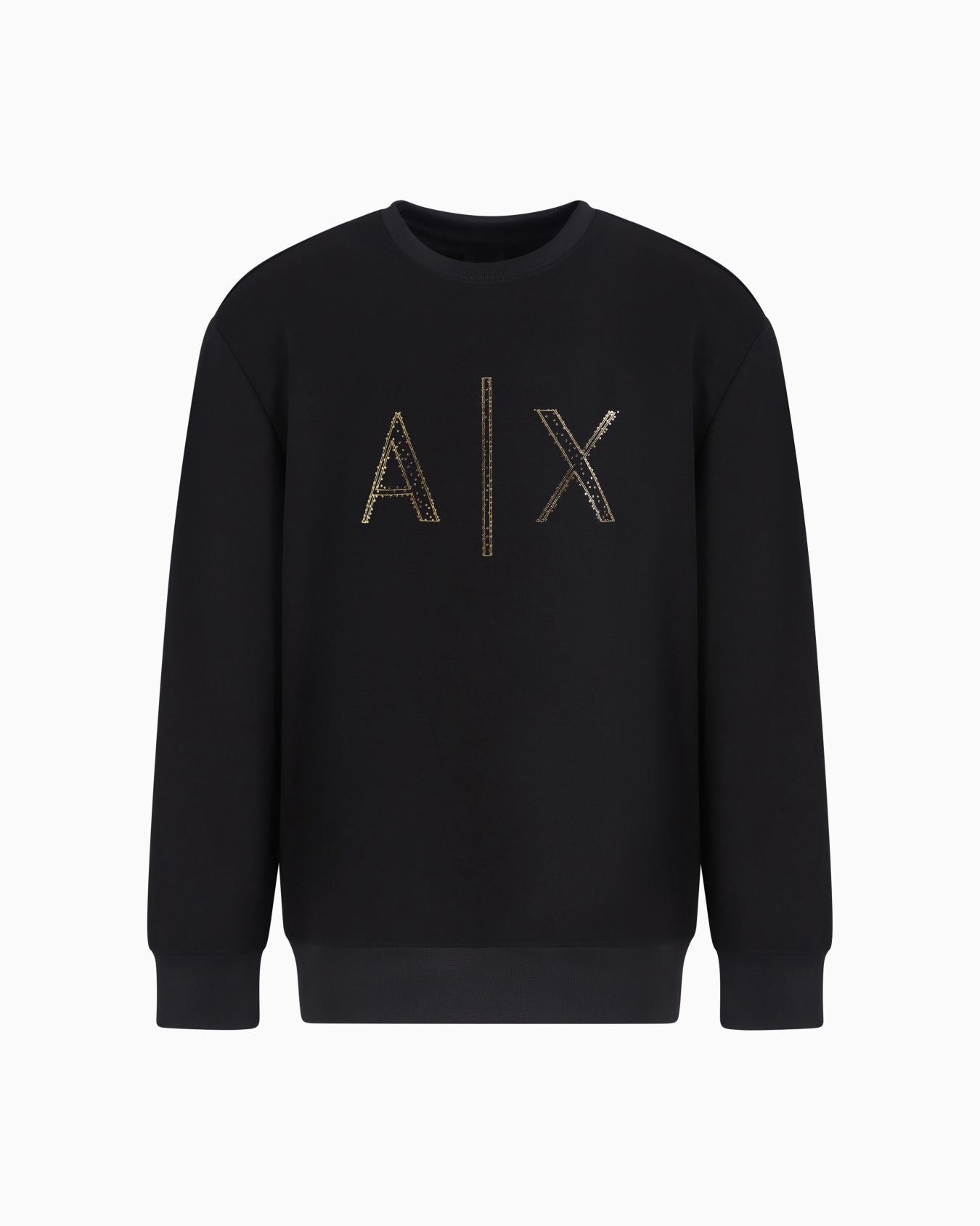Sudadera de cuello redondo con logotipo de diamantes de imitación dorados Diapositiva 0