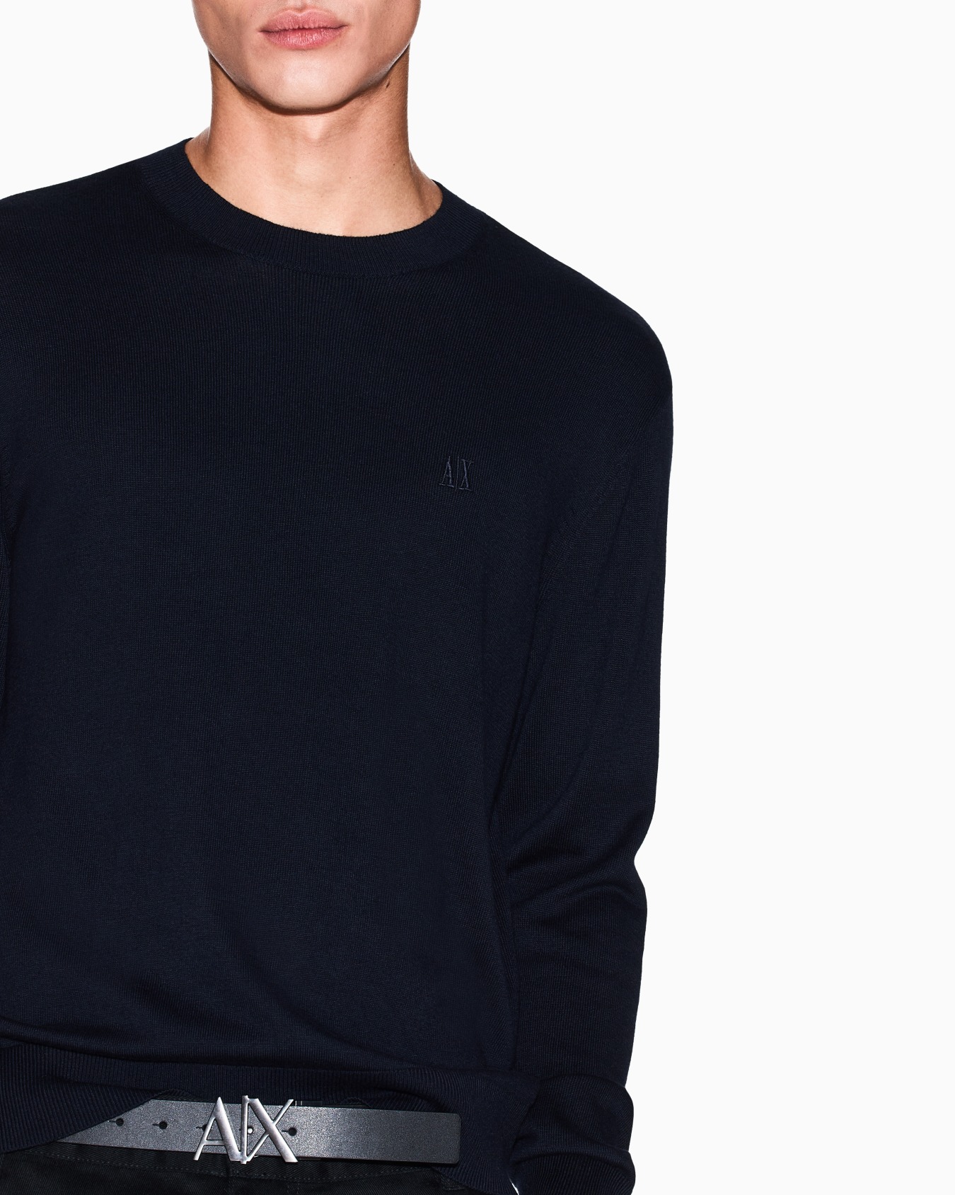 Crew neck sweater in cotton blend with embroidery Icon Slide 6