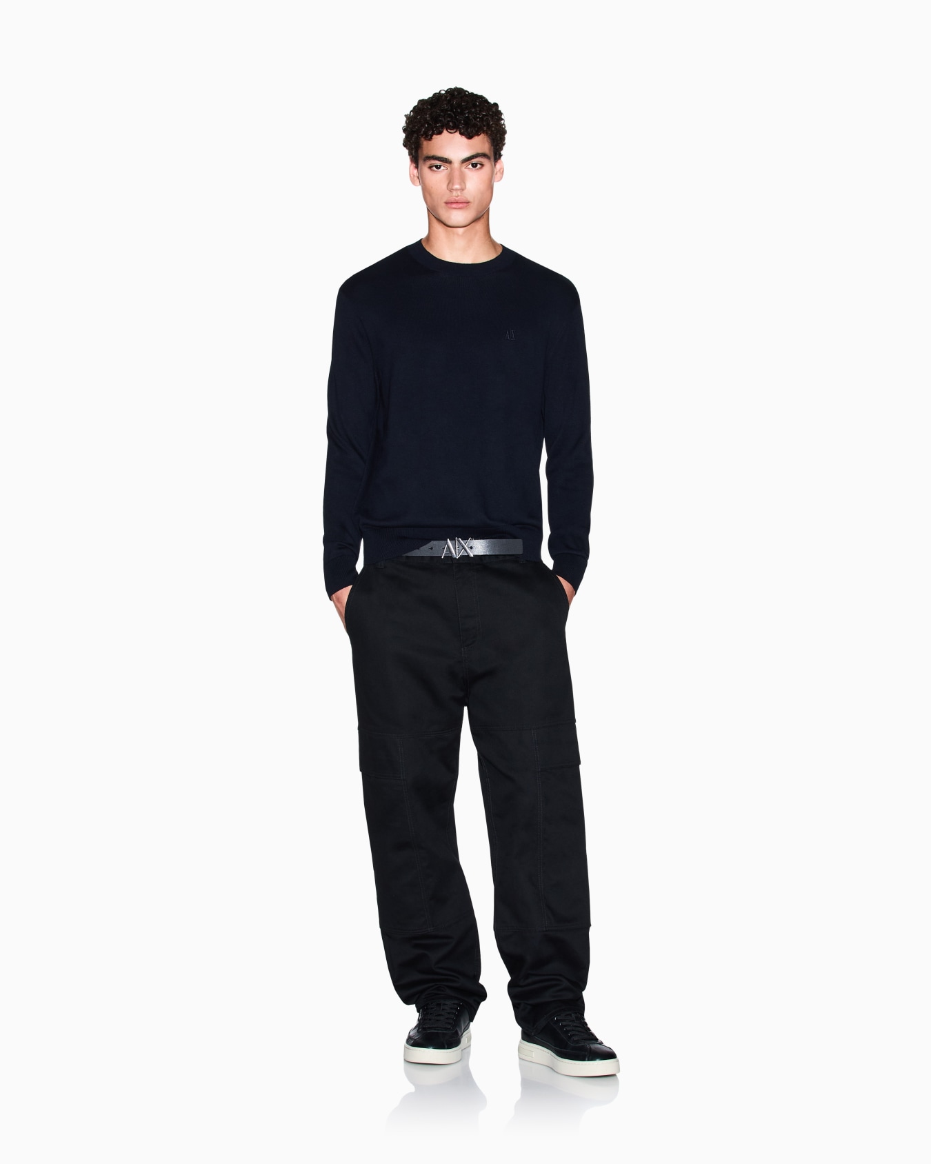  Cotton Blend Crew Neck Sweater Slide 1