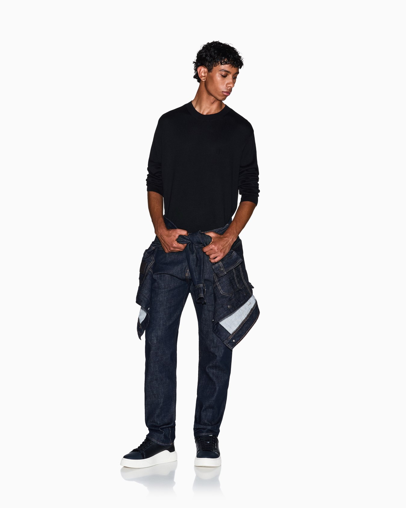  Cotton Blend Crew Neck Sweater Slide 1