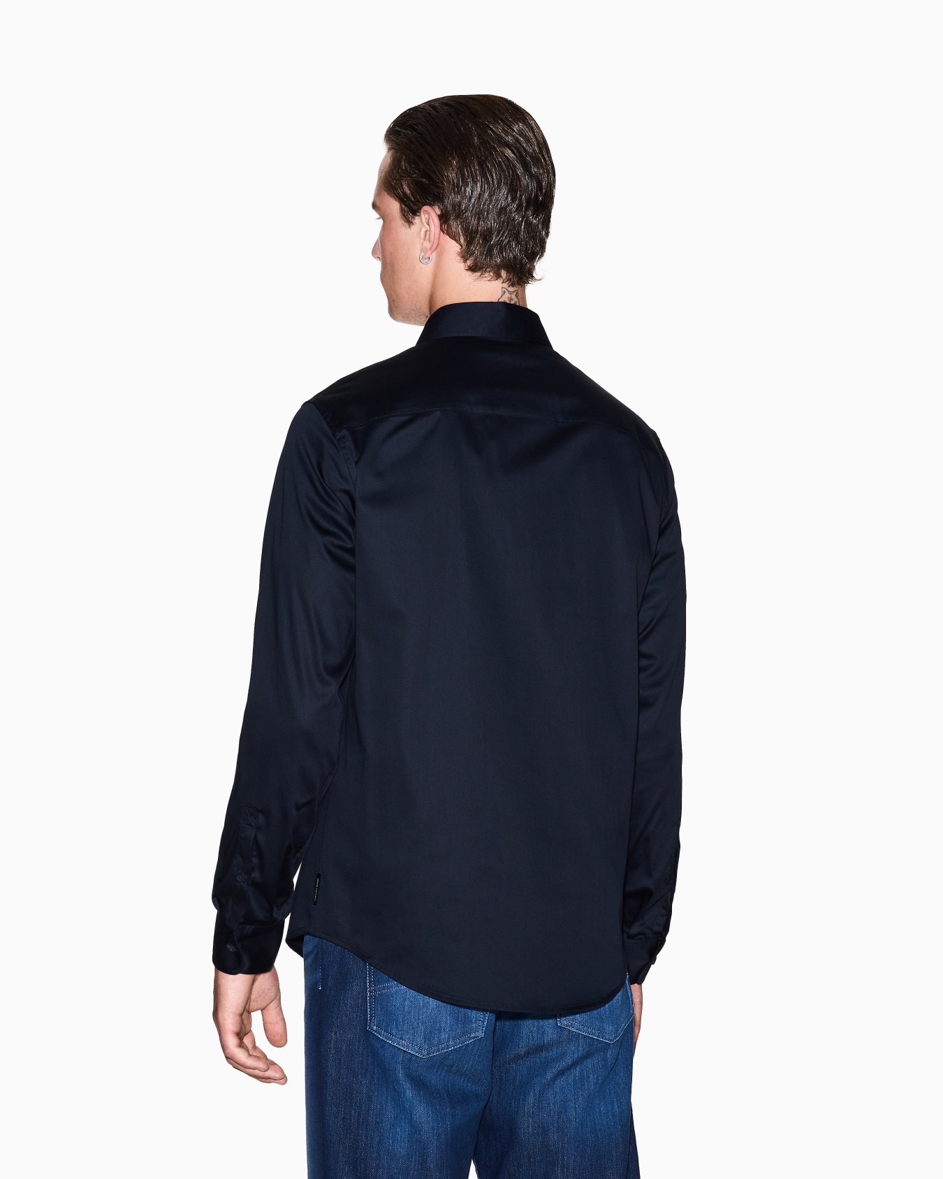 Camisa de algodón elástico de manga larga Diapositiva 2