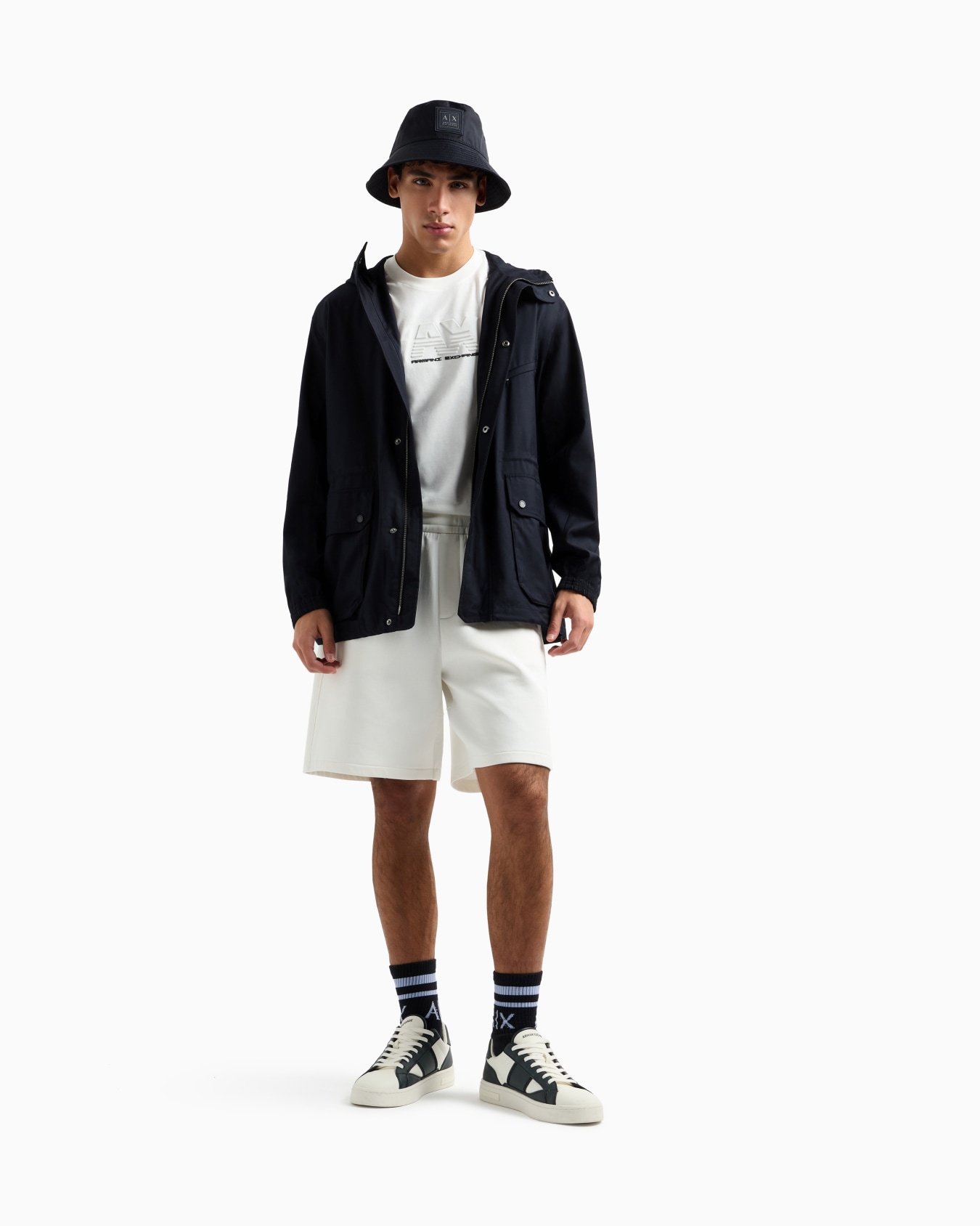Bonded cotton Bermuda shorts Diapositiva 1