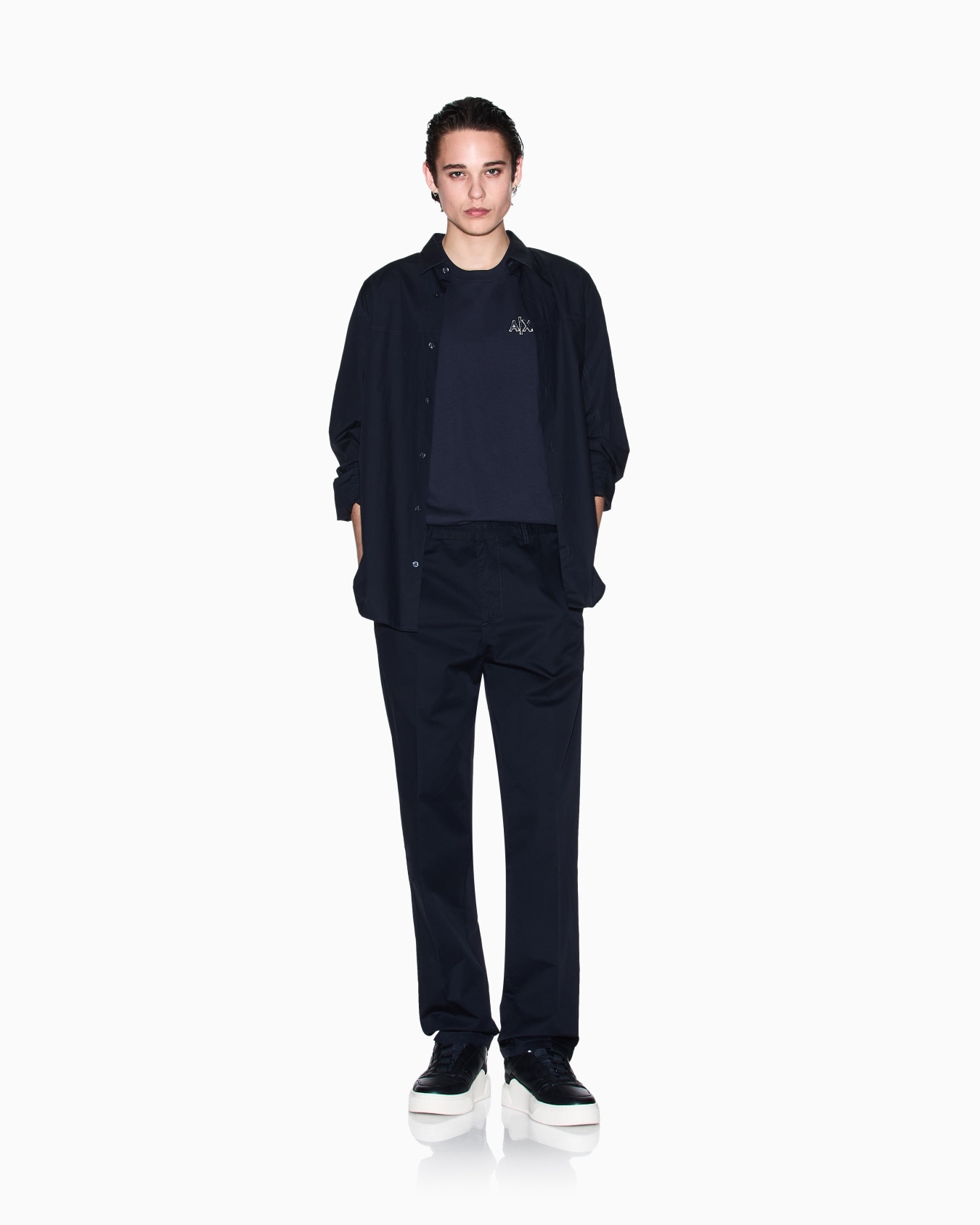 Pantalon droit en sergé de coton Diapositive 1